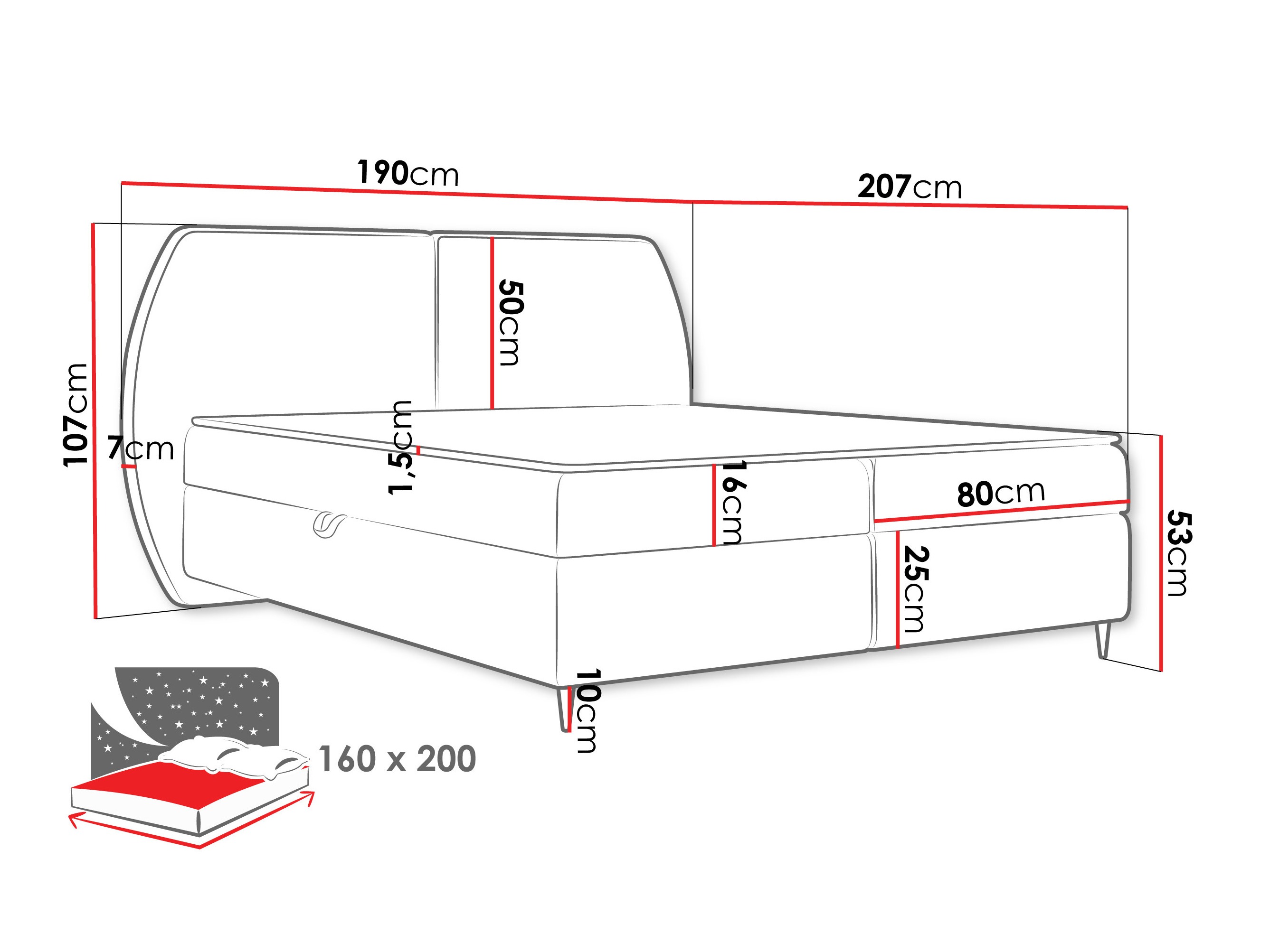 Letto continentale Stonecrest 110 (Wave 15)