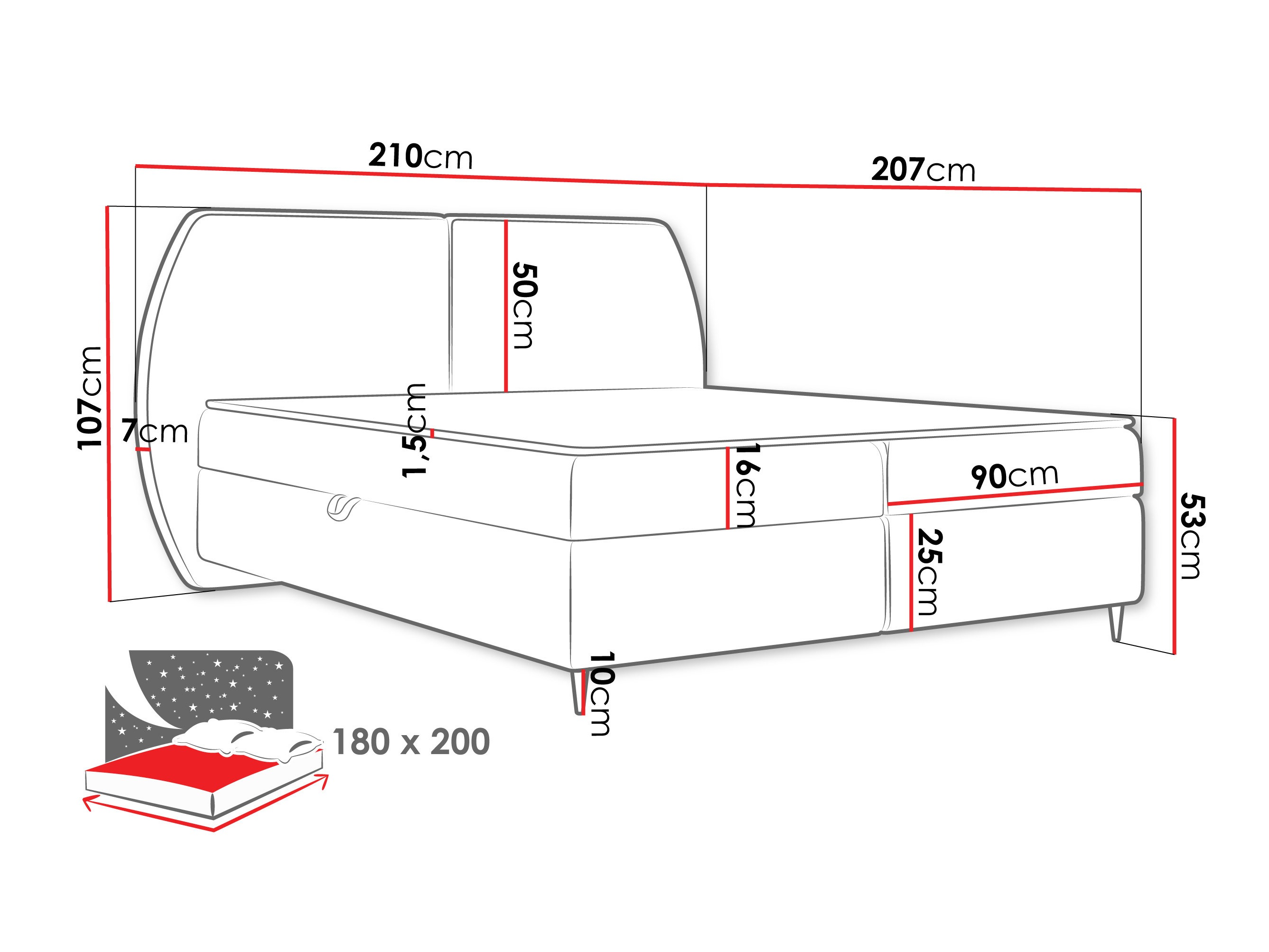 Letto continentale Stonecrest 110 (Wave 15)