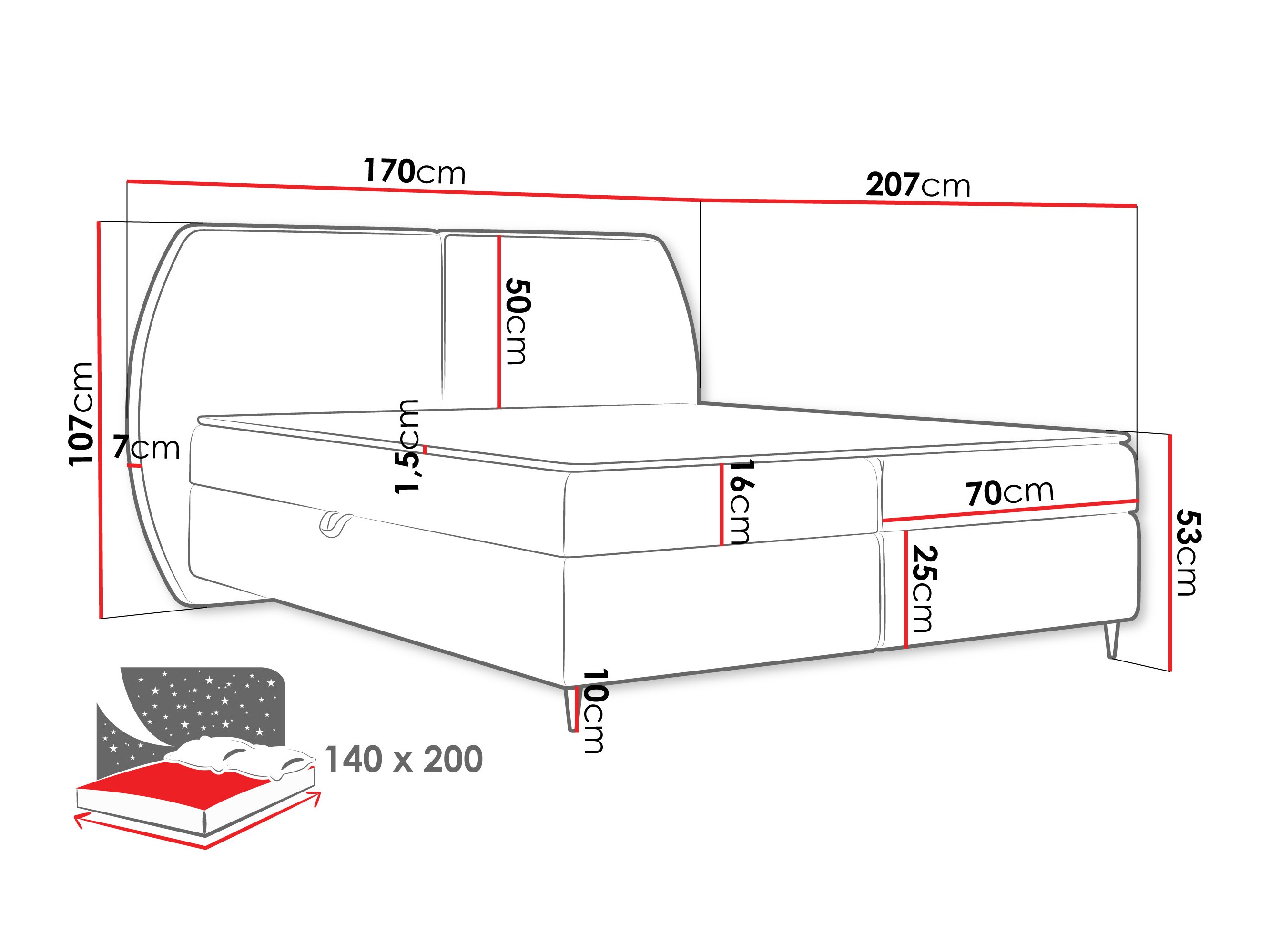 Letto continentale Stonecrest 110 (Wave 17)