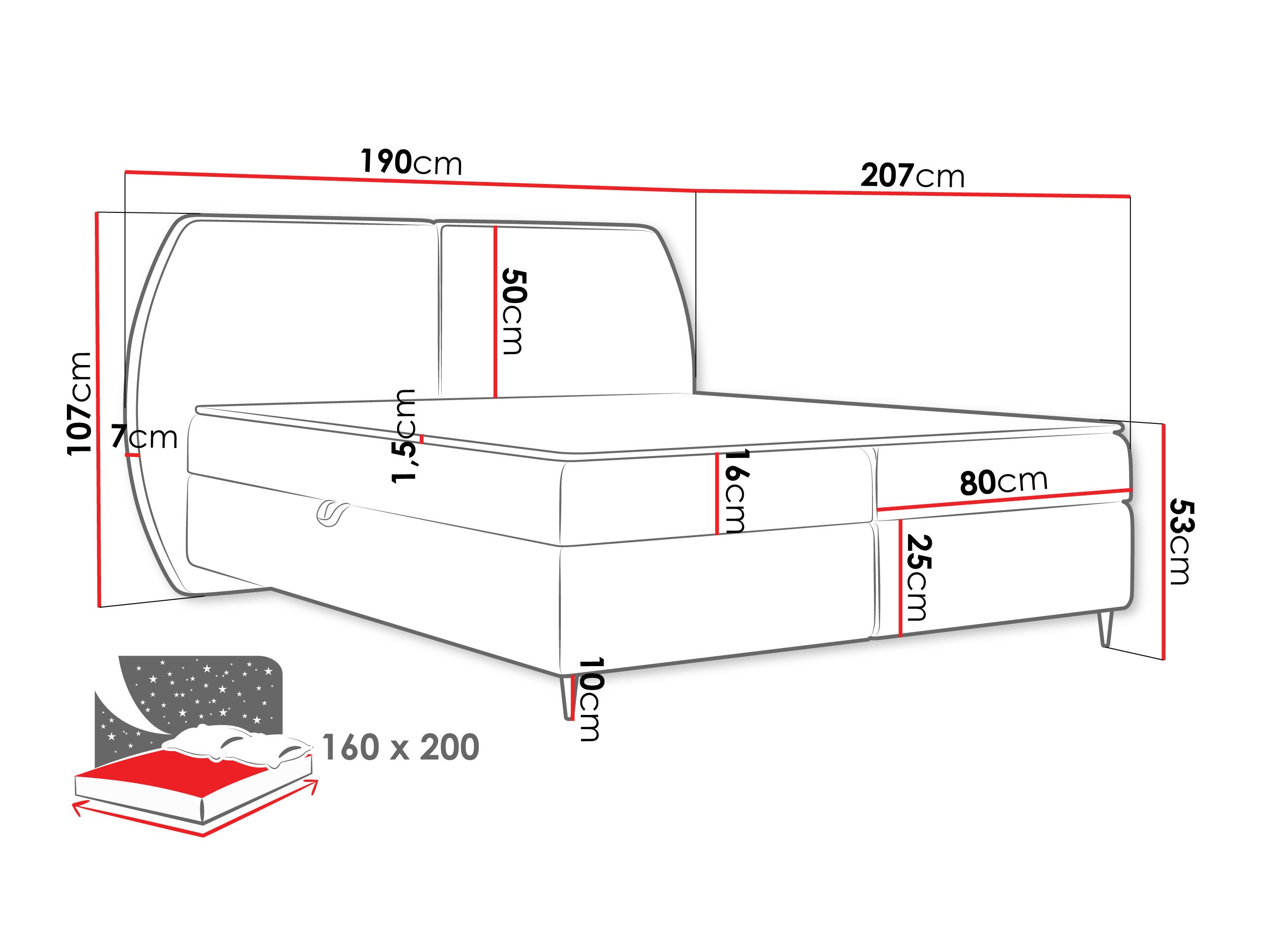 Letto continentale Stonecrest 110 (Wave 17)