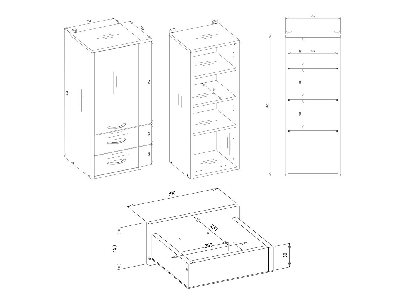 Mobiletto del bagno Servou 115 (Bianco)