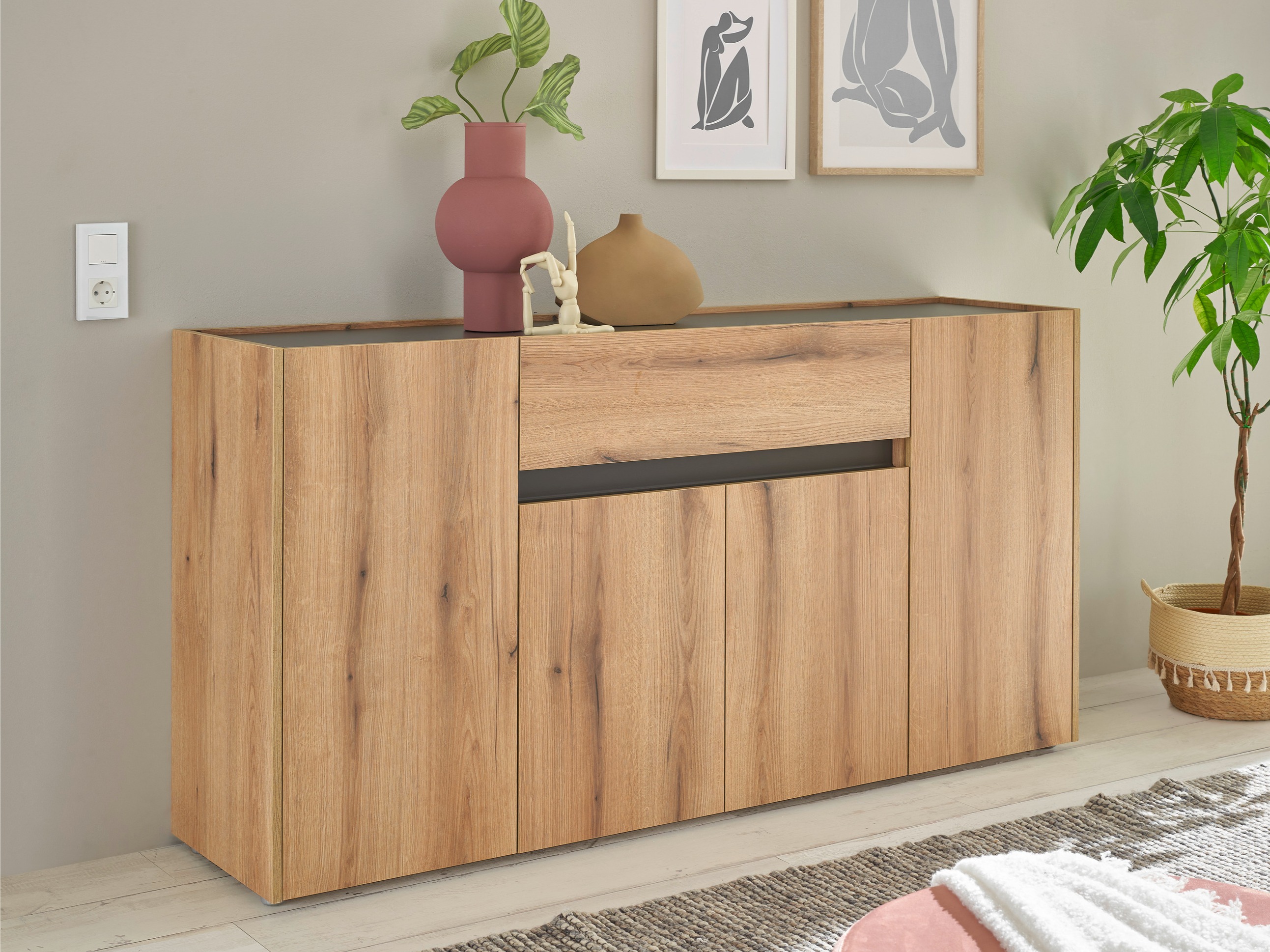 Cassettiera Elbsori 117 (Quercia + Antracite)