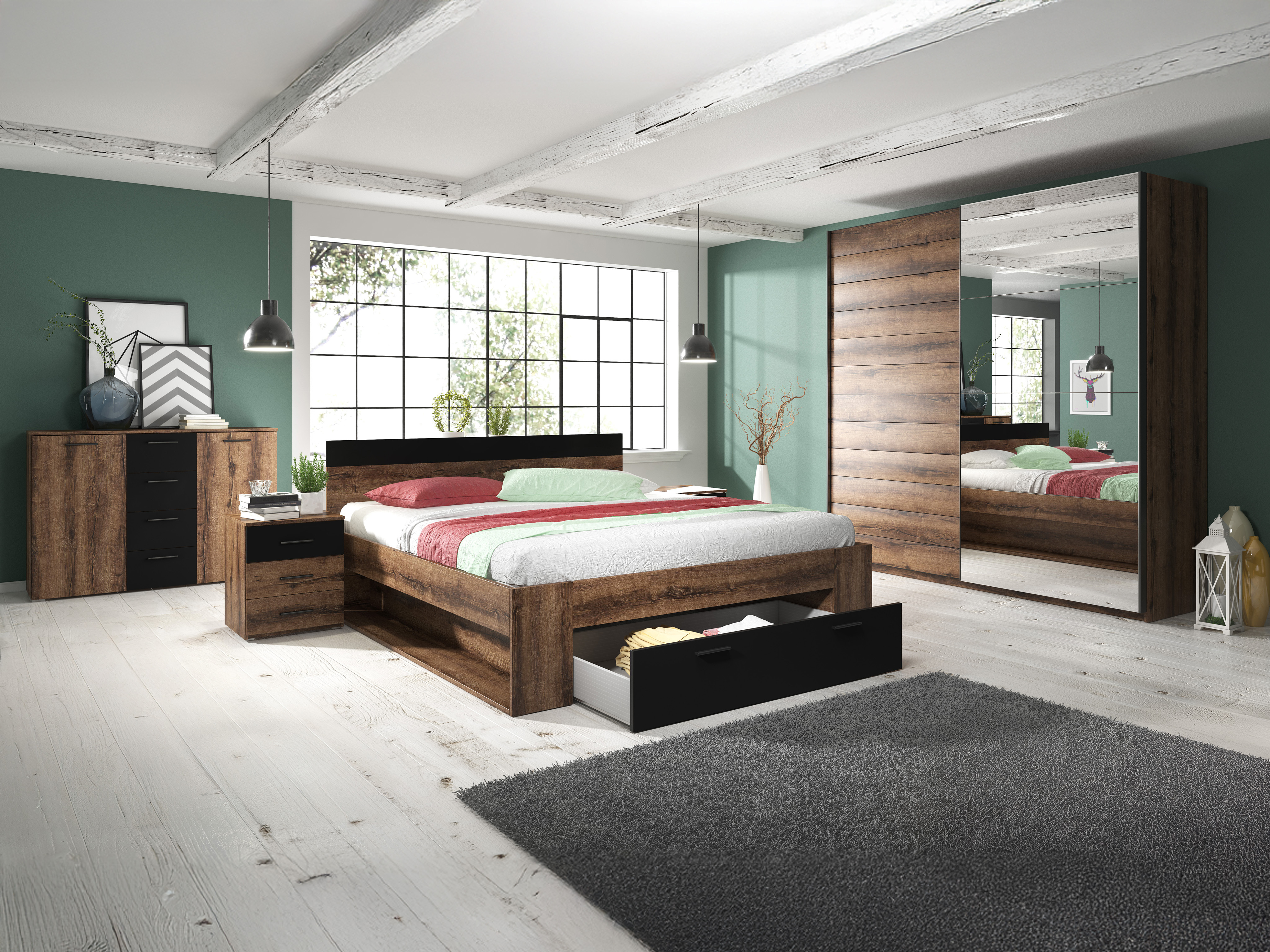 Cassettiera Melvele 101 (Quercia del Monastery + Nero)