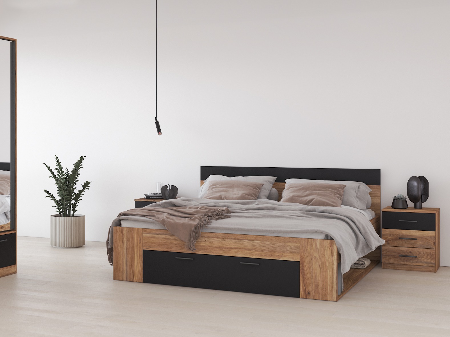 Comodino Melvele 100 (Quercia + Nero)