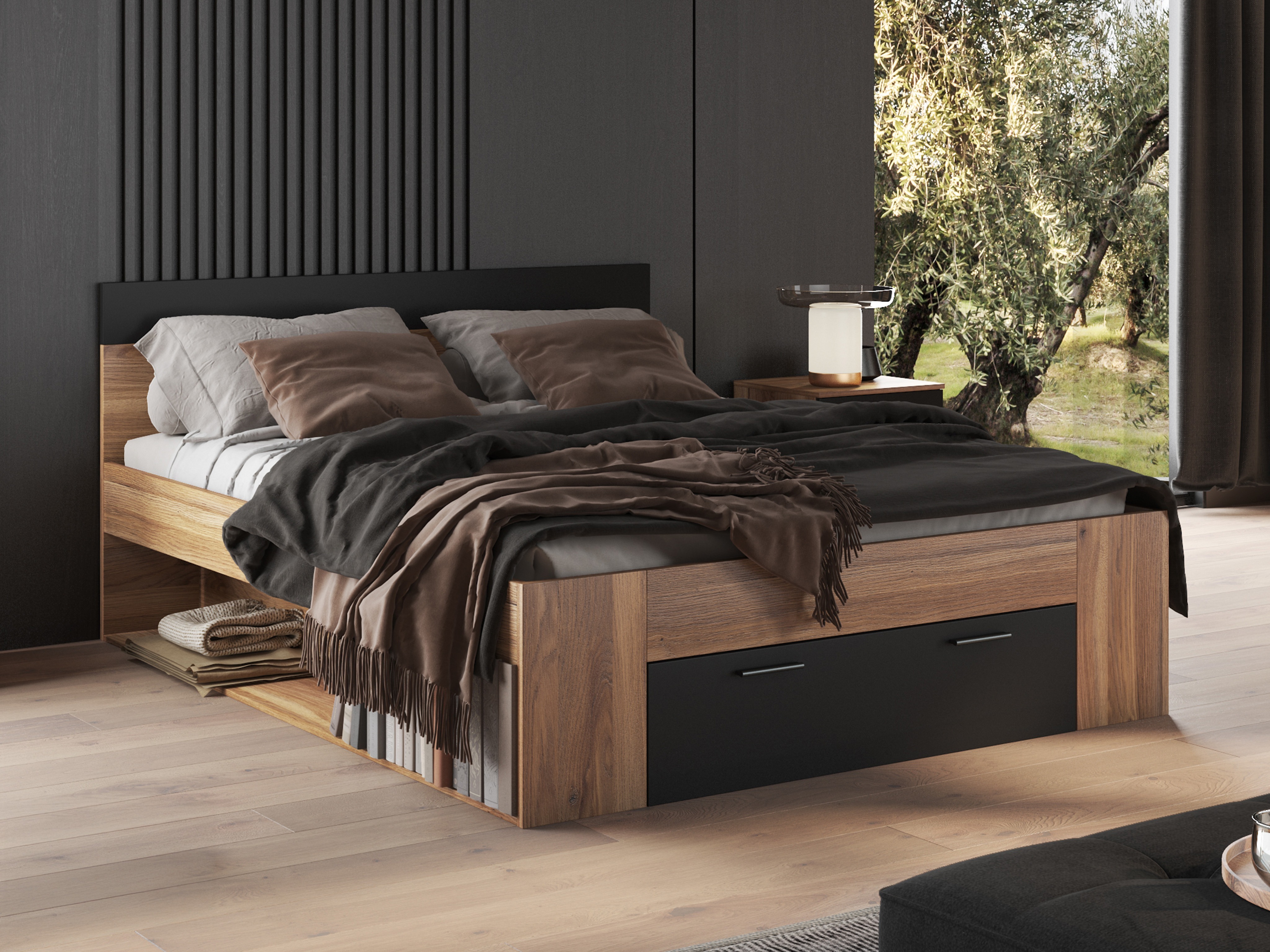 Letto Melvele 108 (Quercia + Nero)