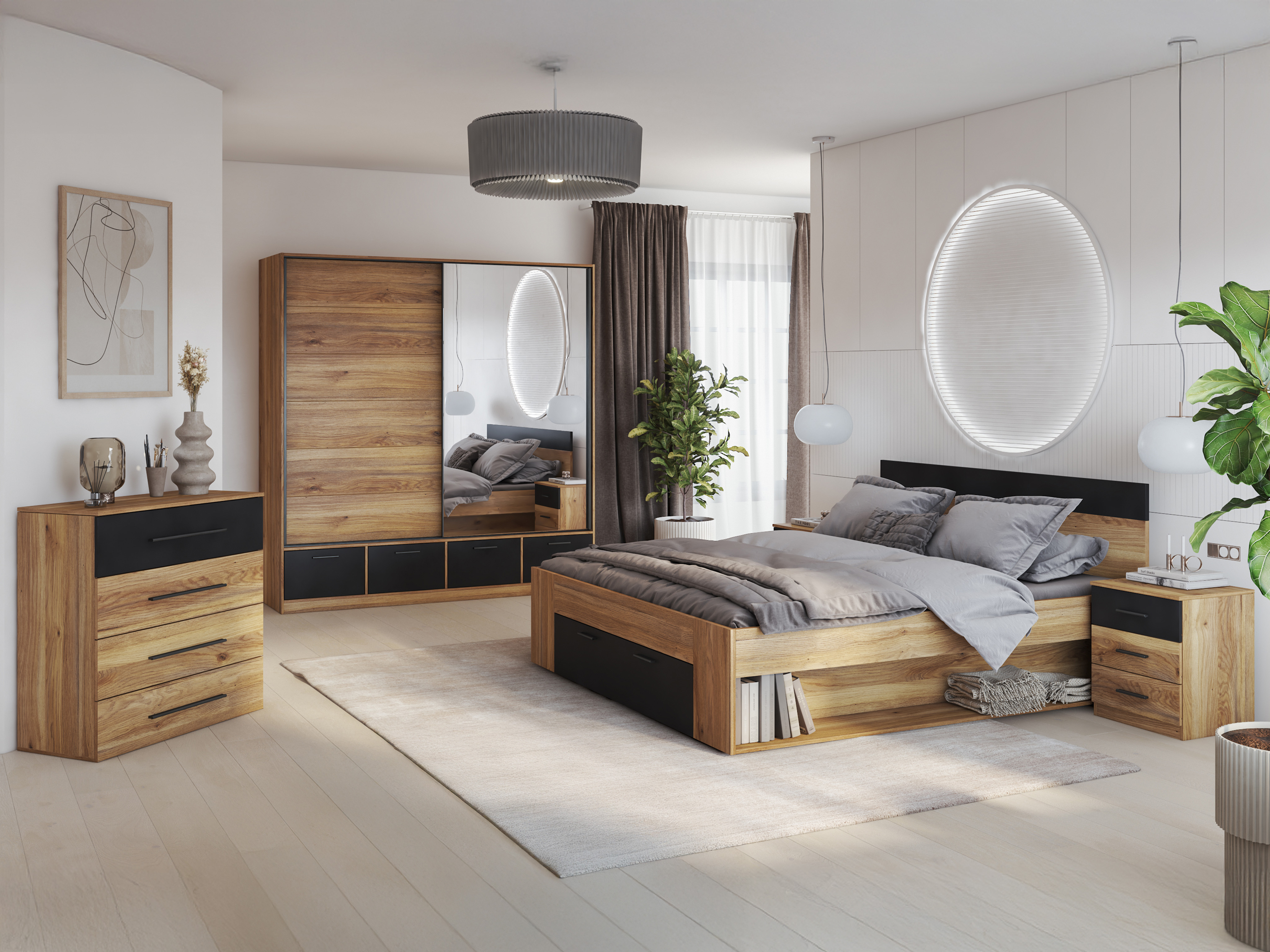 Letto Melvele 108 (Quercia + Nero)