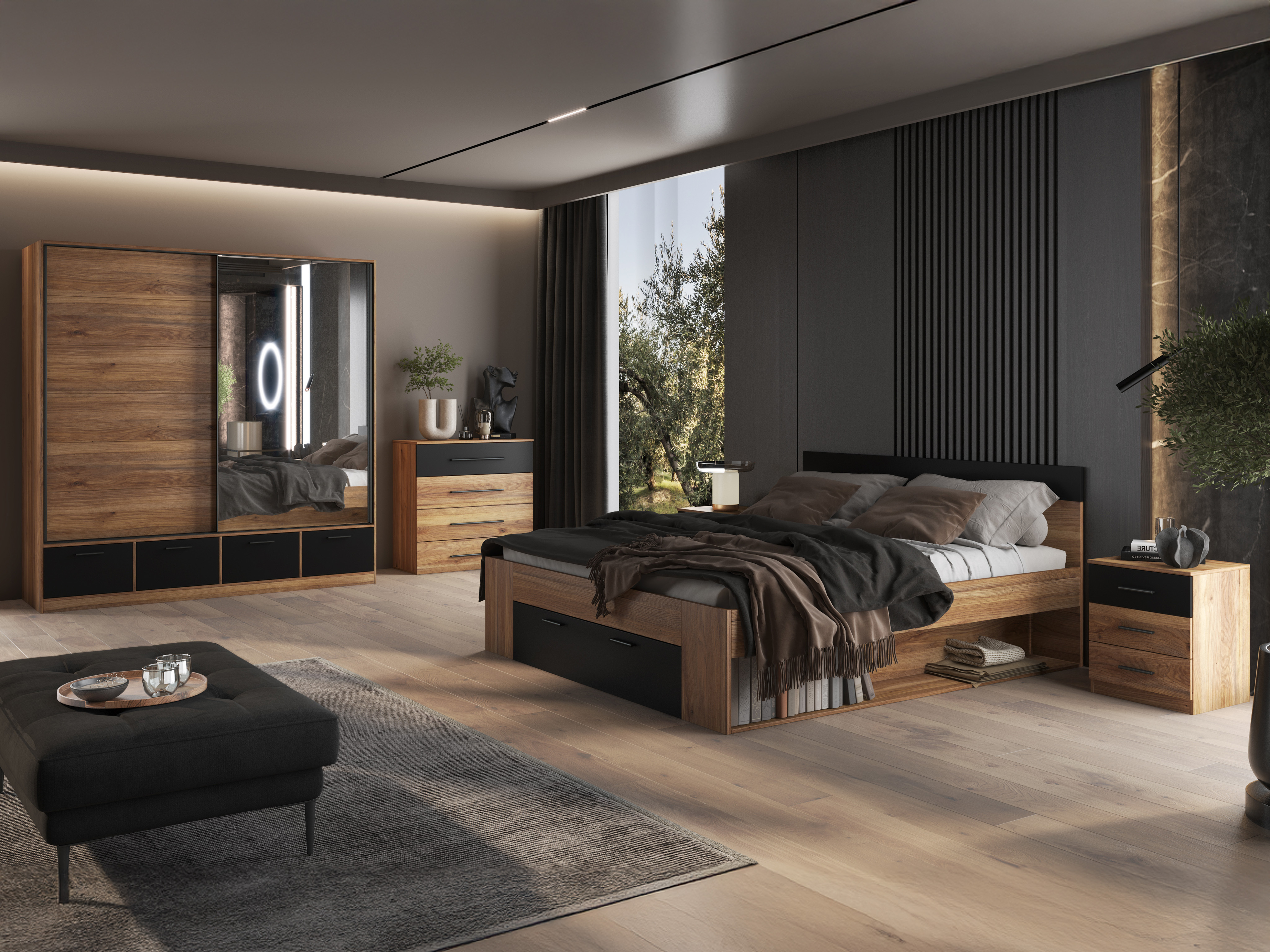 Letto Melvele 108 (Quercia + Nero)