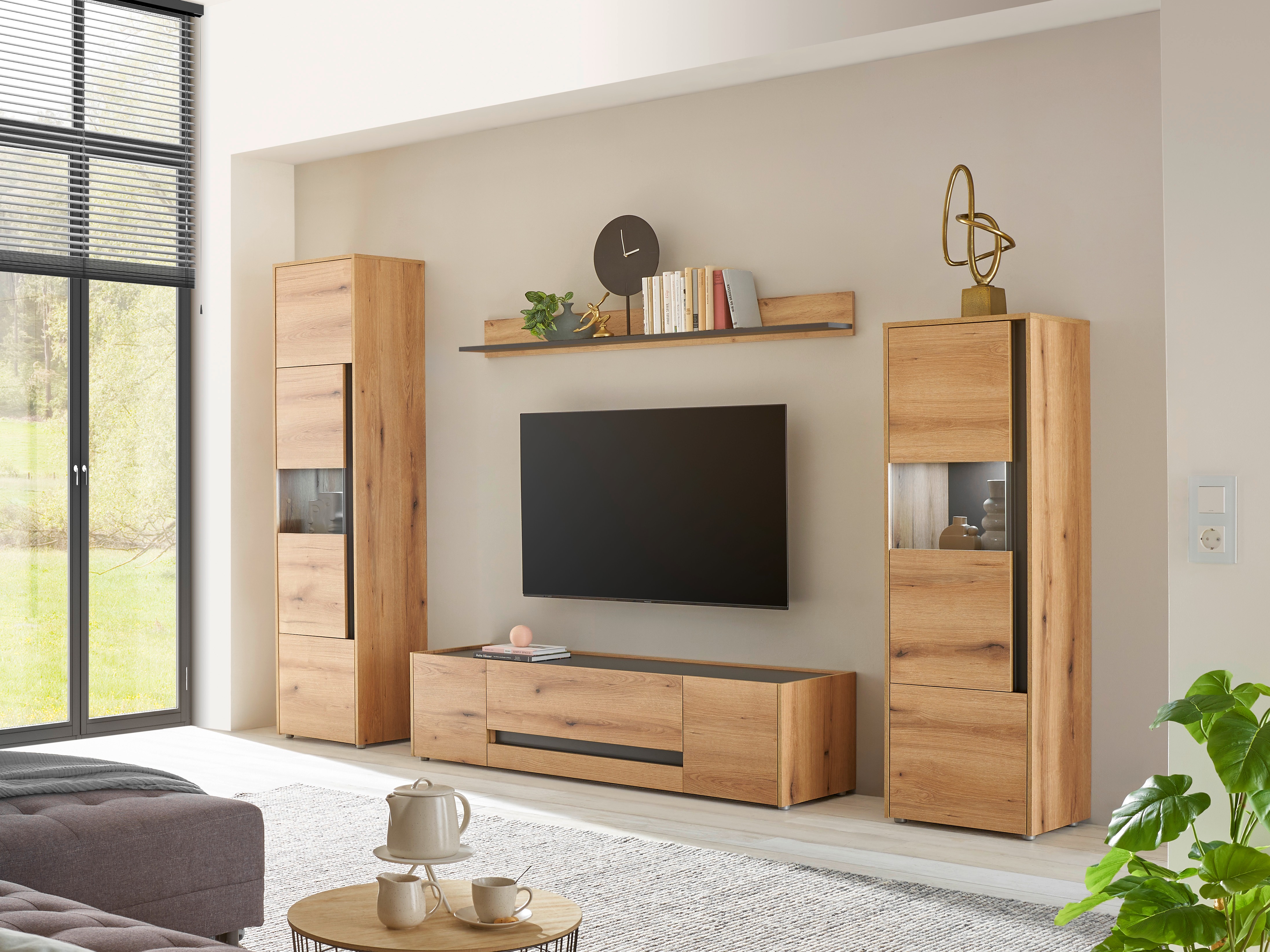 Parete attrezzata Elbsori 130 (Quercia + Antracite)