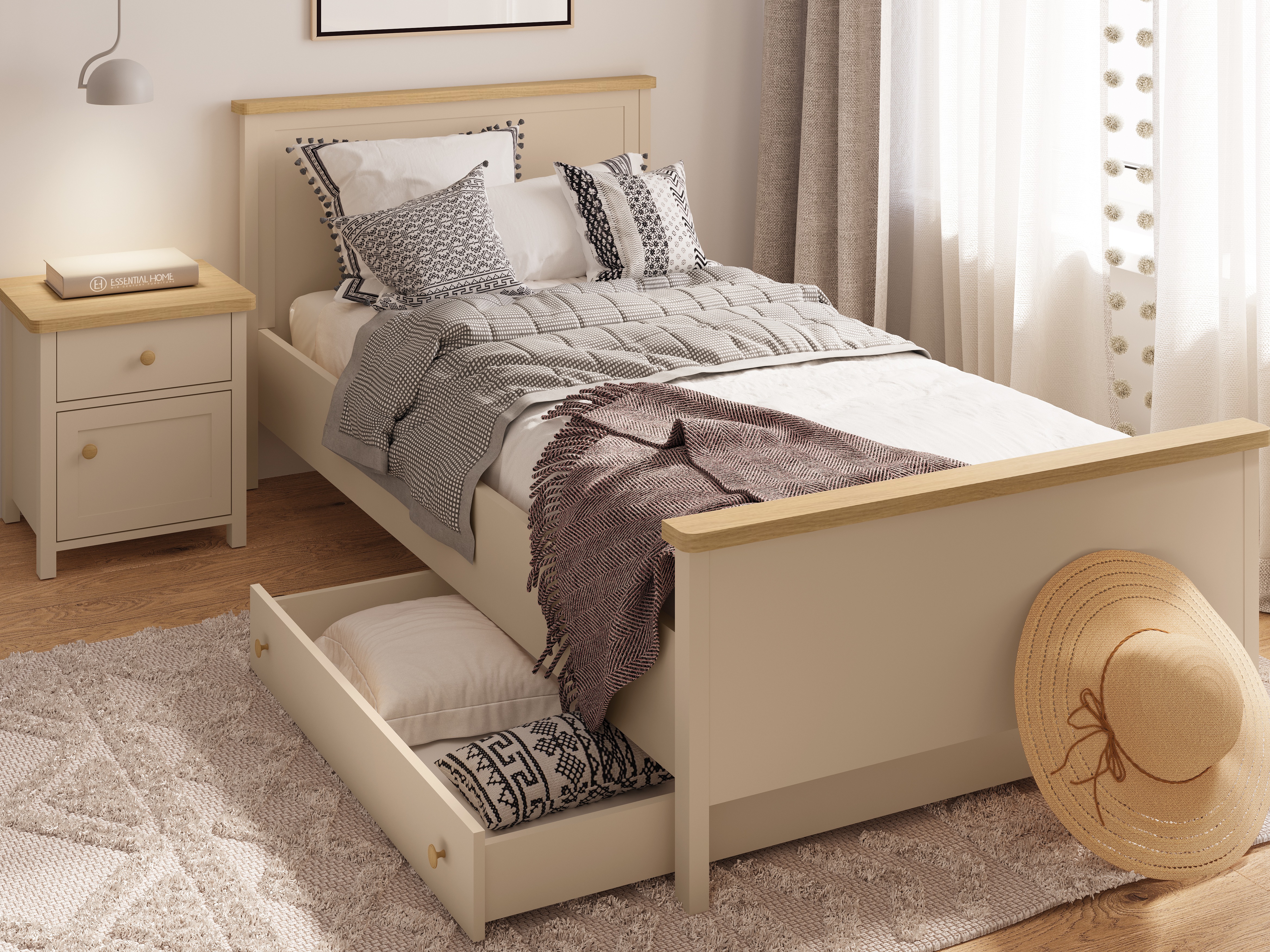 Letto Romelbo 148 (Beige + Quercia)