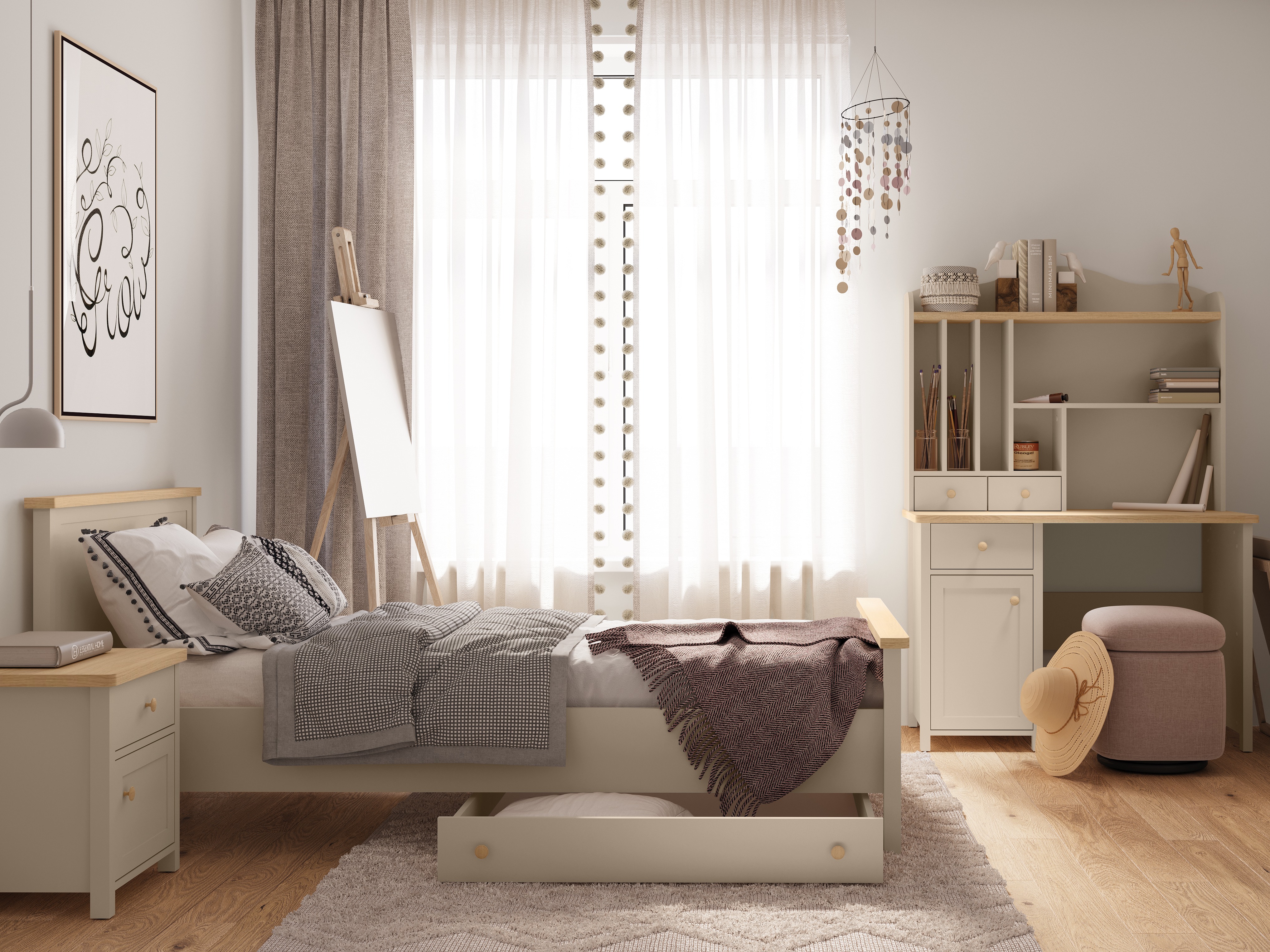 Letto Romelbo 148 (Beige + Quercia)