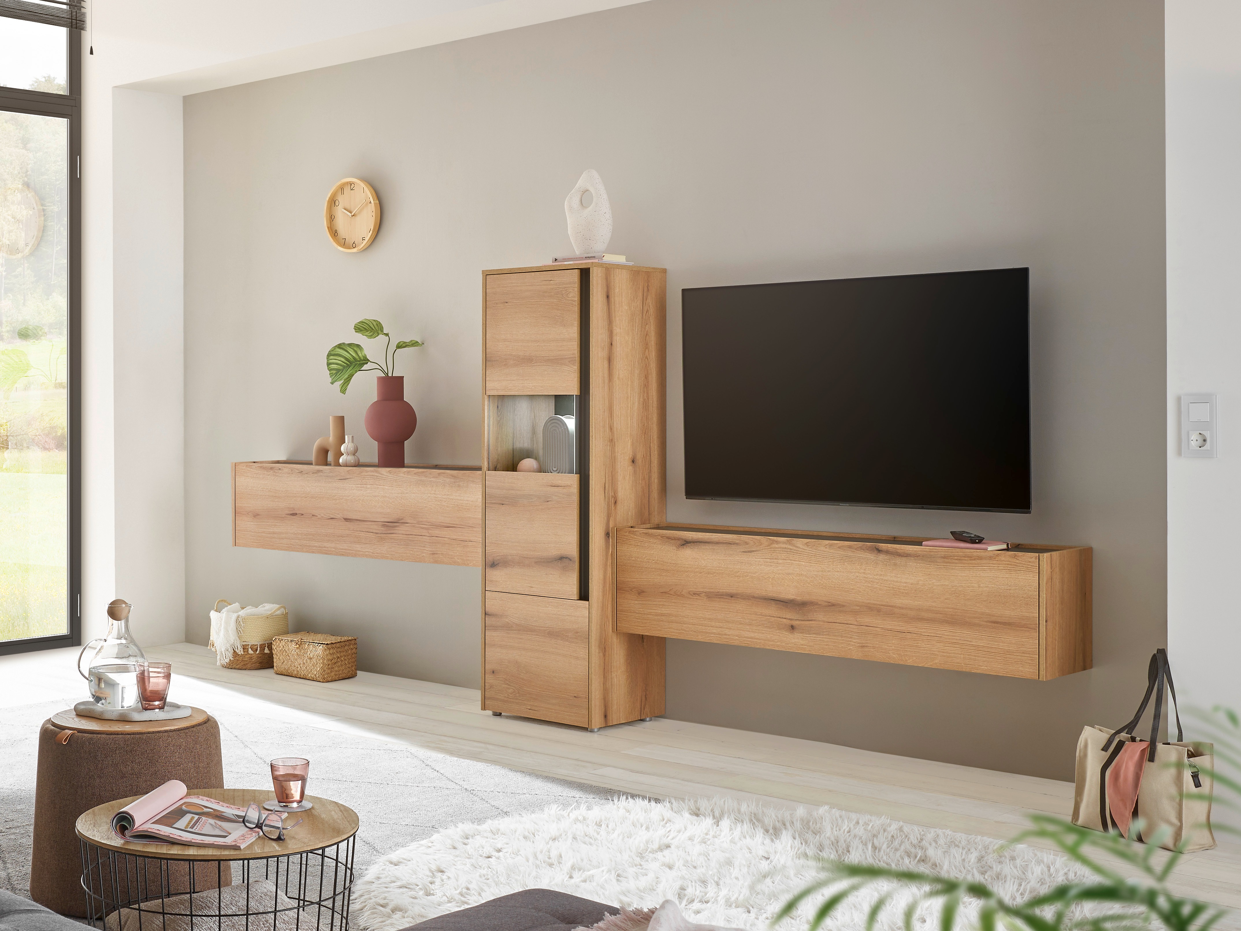 Parete attrezzata Elbsori 122 (Quercia + Antracite)