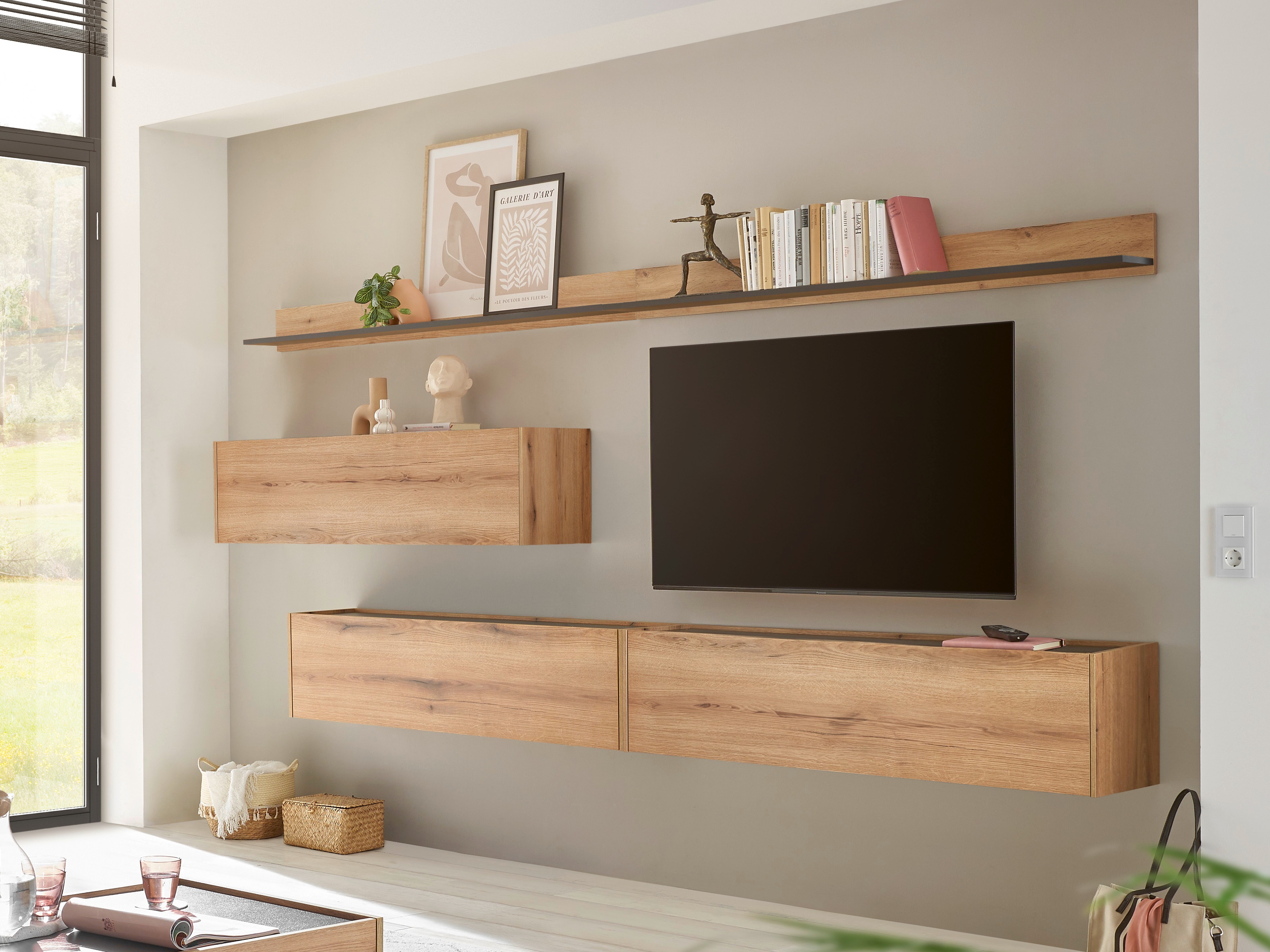 Parete attrezzata Elbsori 142 (Quercia + Antracite)