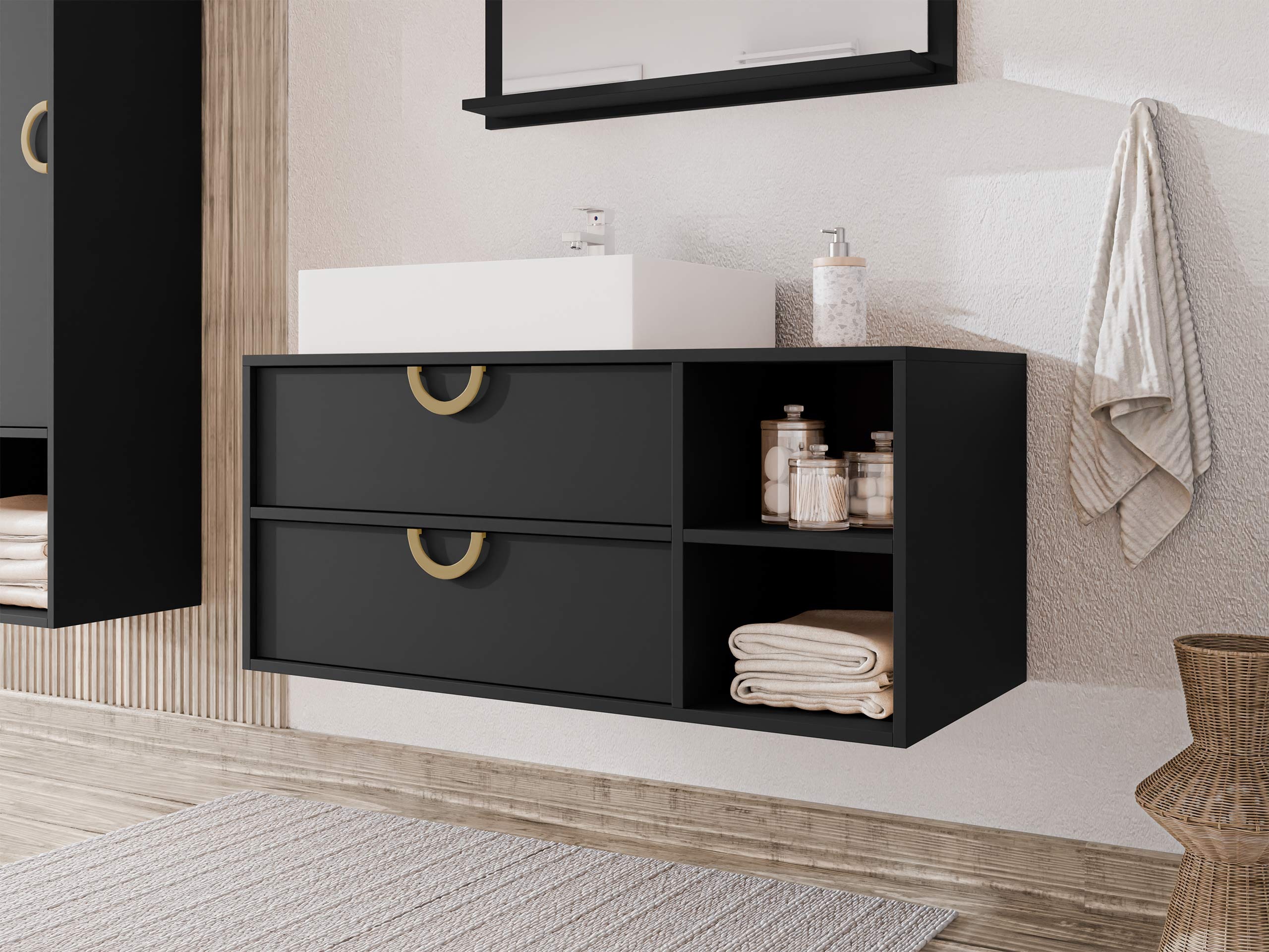 Comodino da bagno per lavandino Sodalis (Nero)