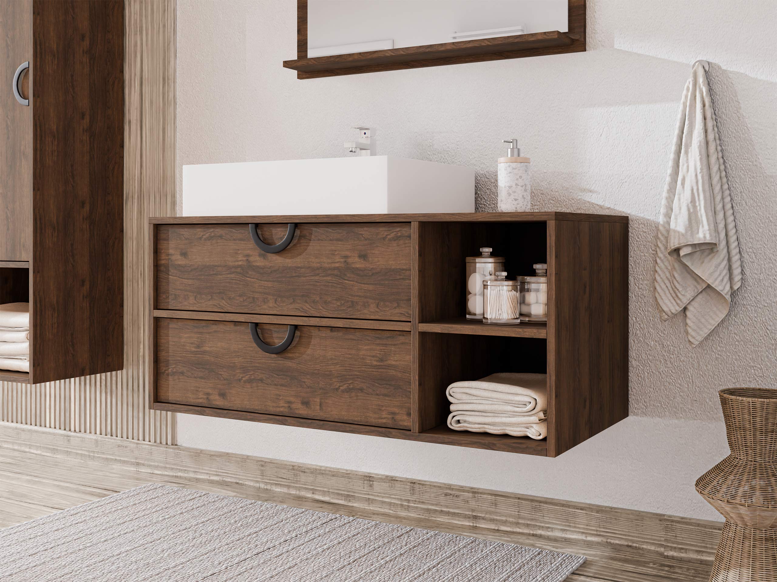 Comodino da bagno per lavandino Sodalis (Noce)
