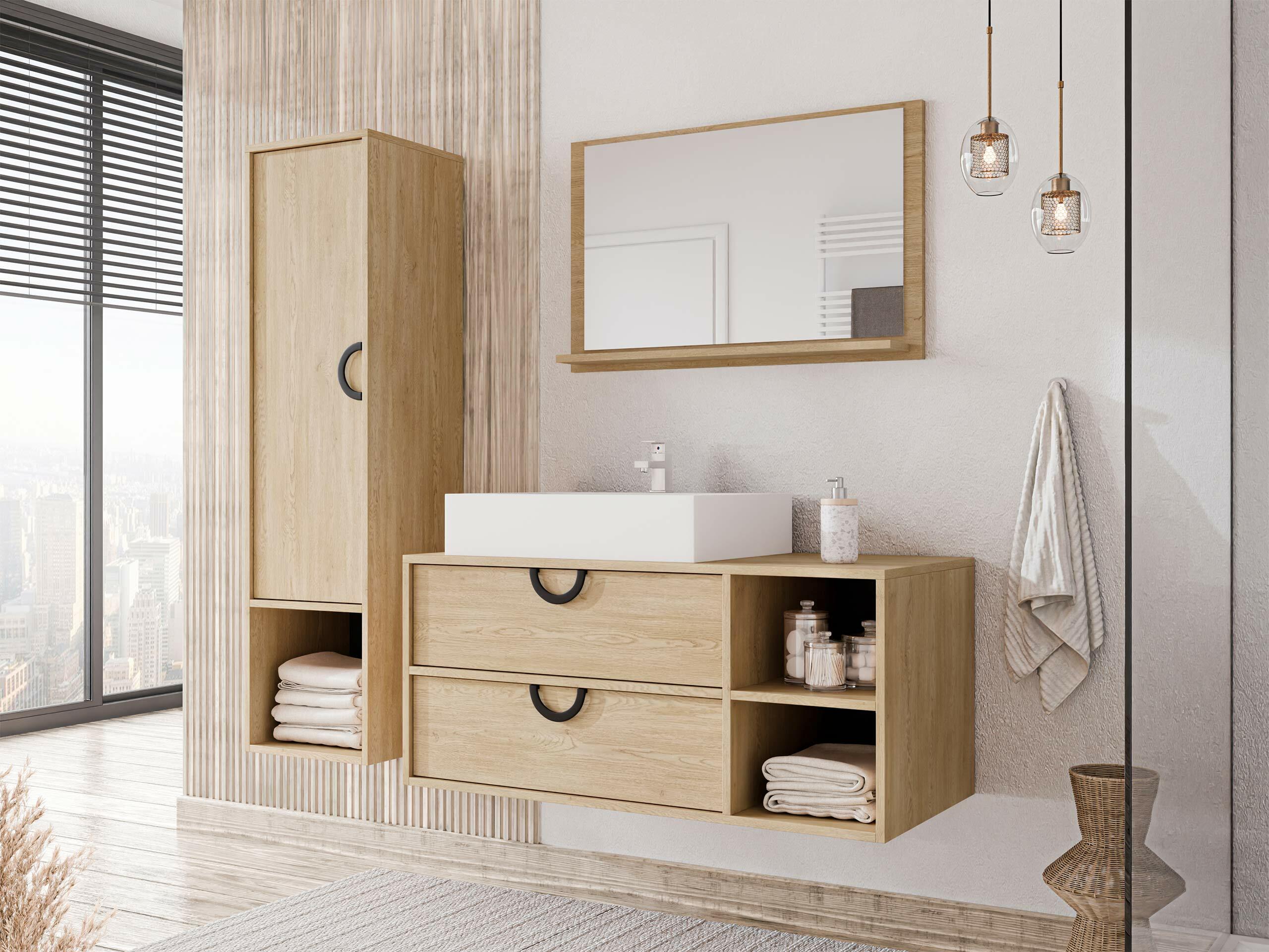 Comodino da bagno per lavandino Sodalis (Quercia)