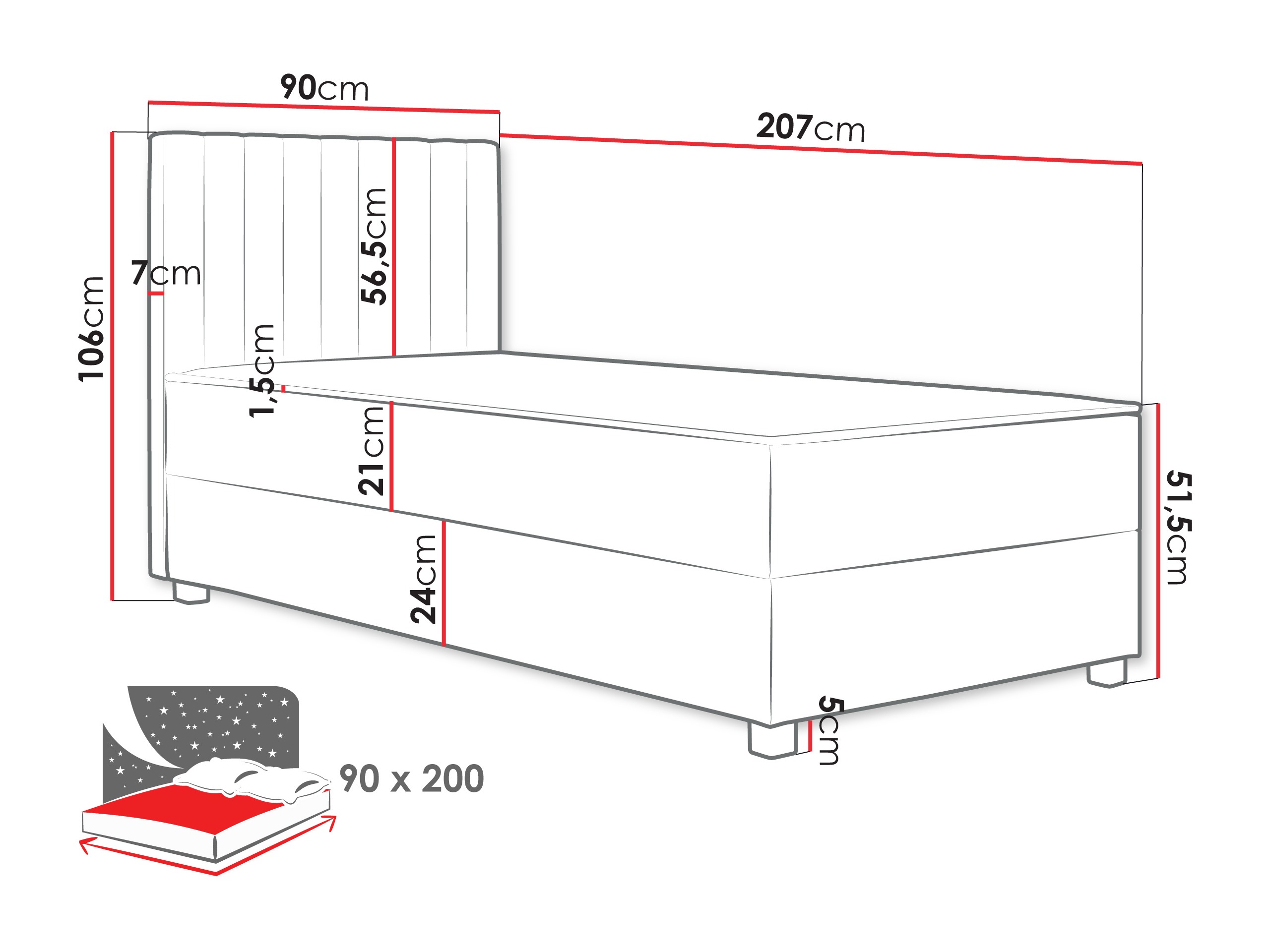 Letto continentale Soral (Manila 14)