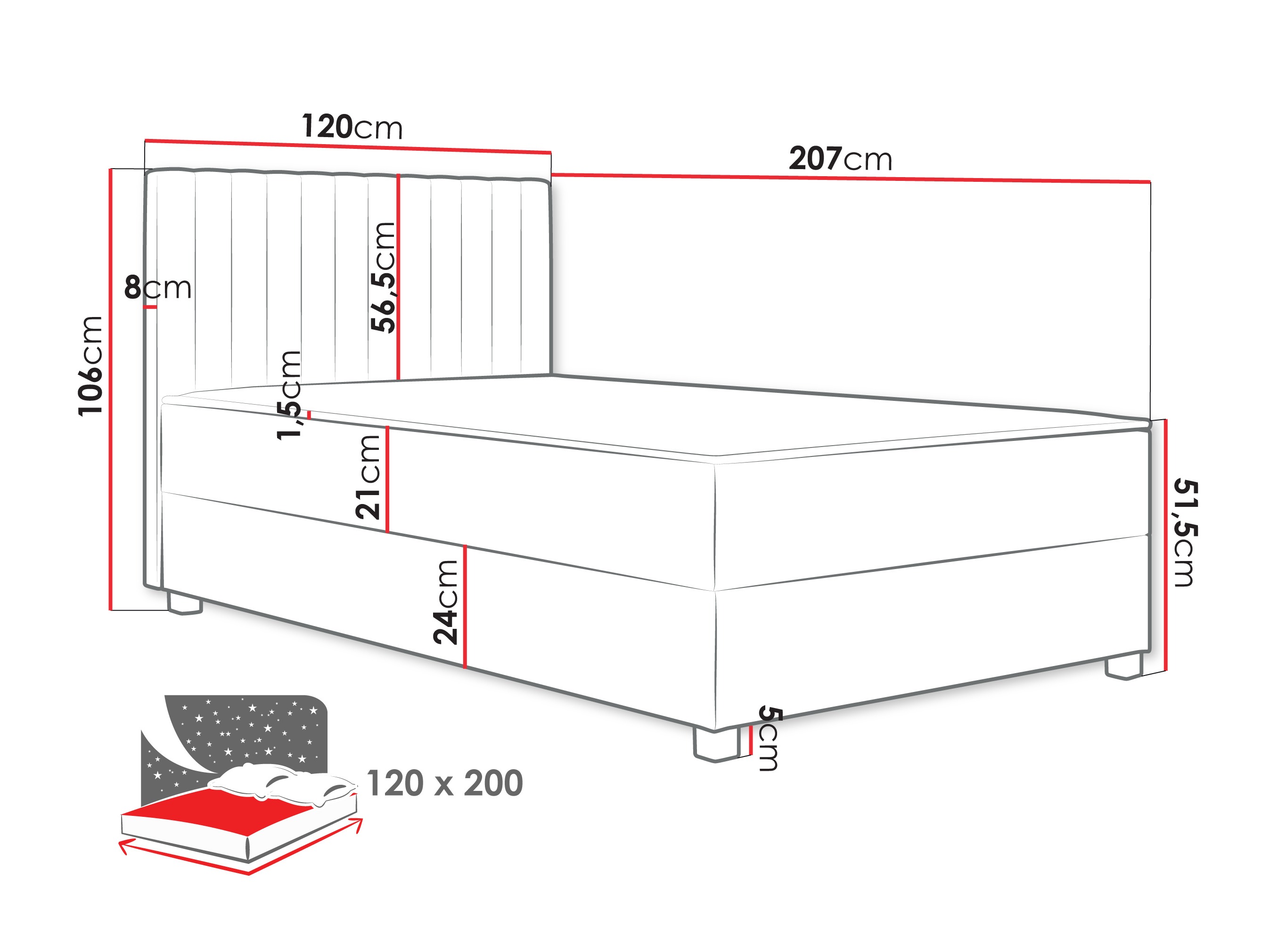 Letto continentale Soral (Manila 14)