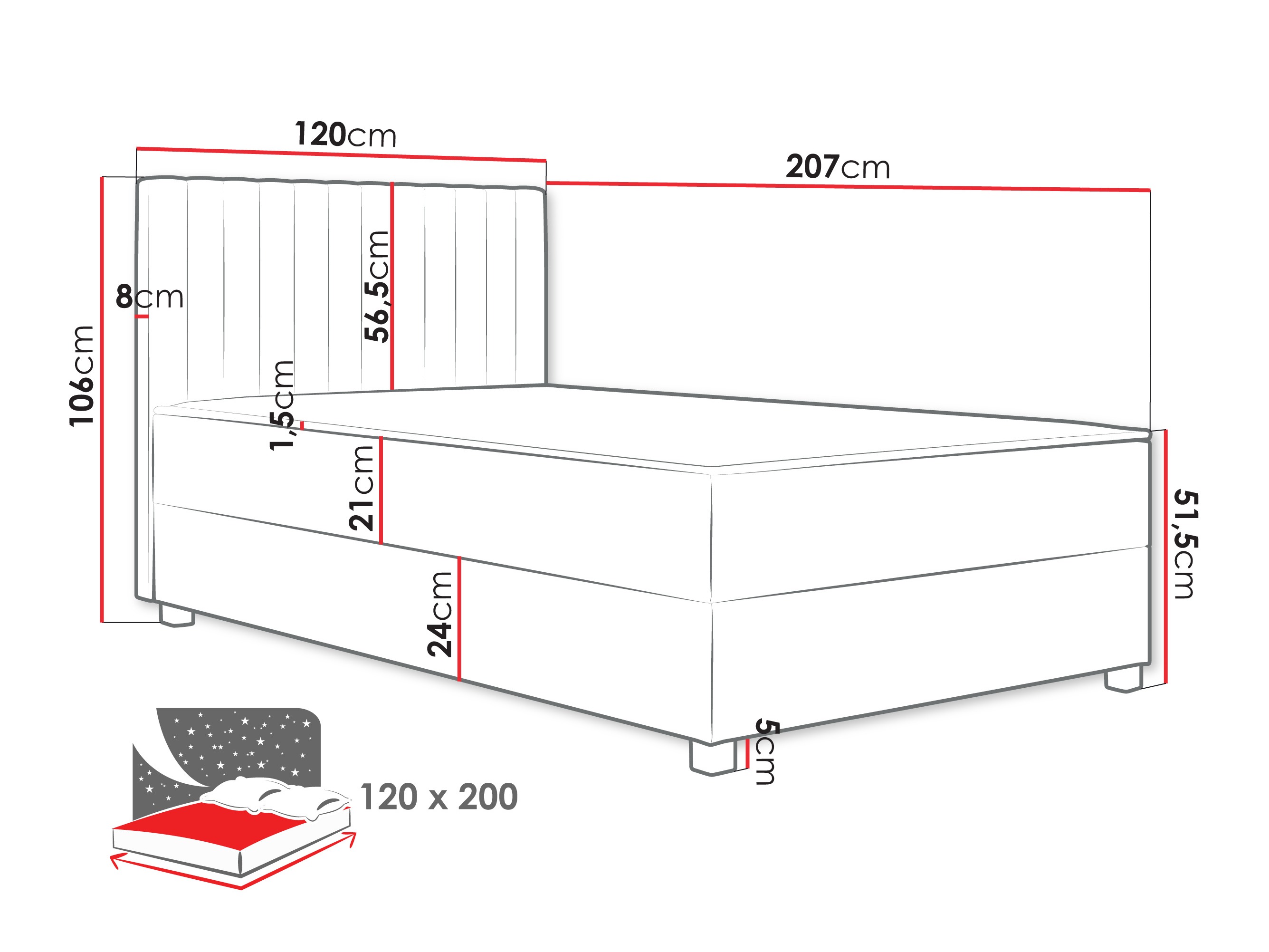 Letto continentale Soral (Manila 16)