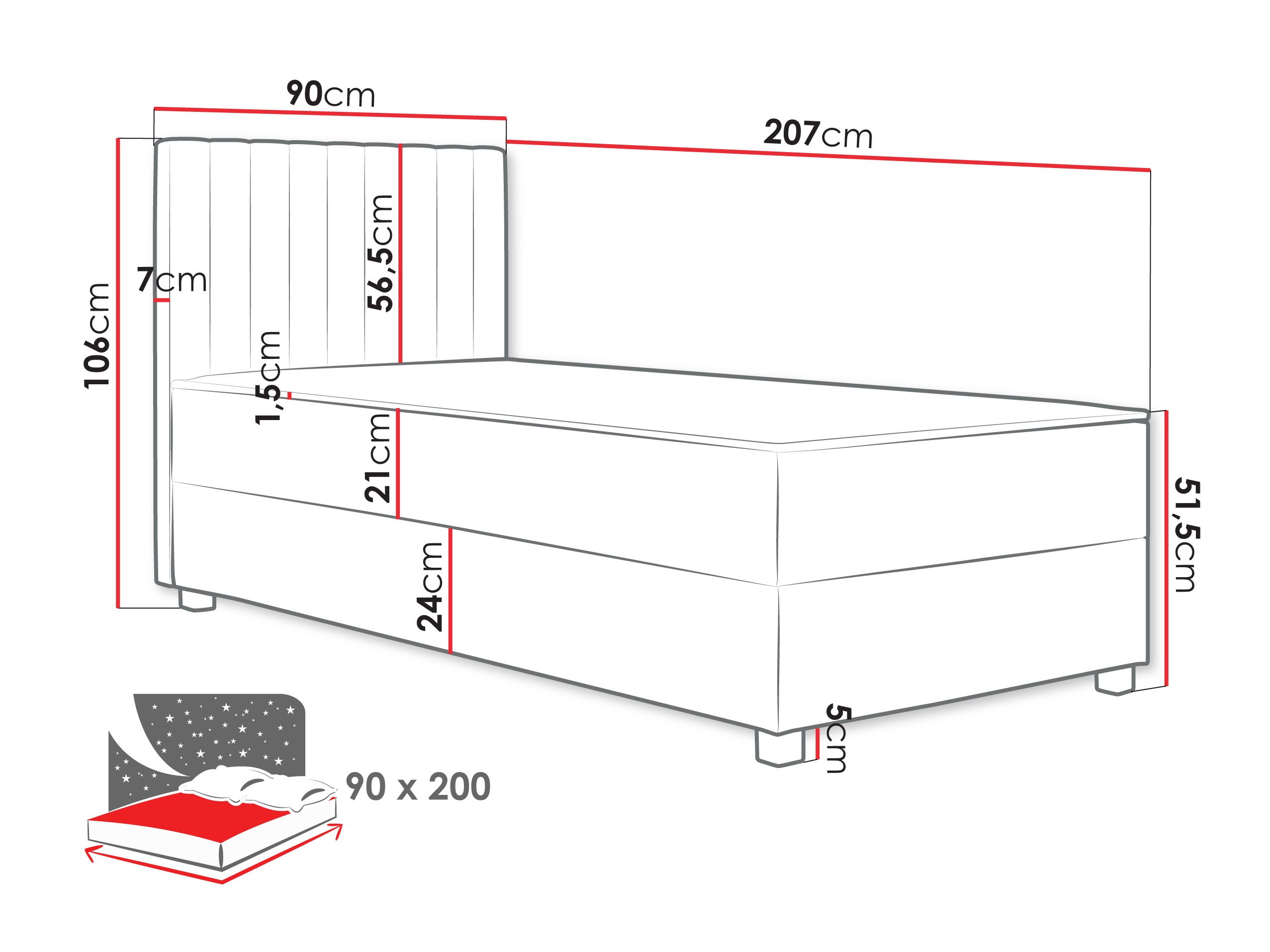 Letto continentale Soral (Manila 26)