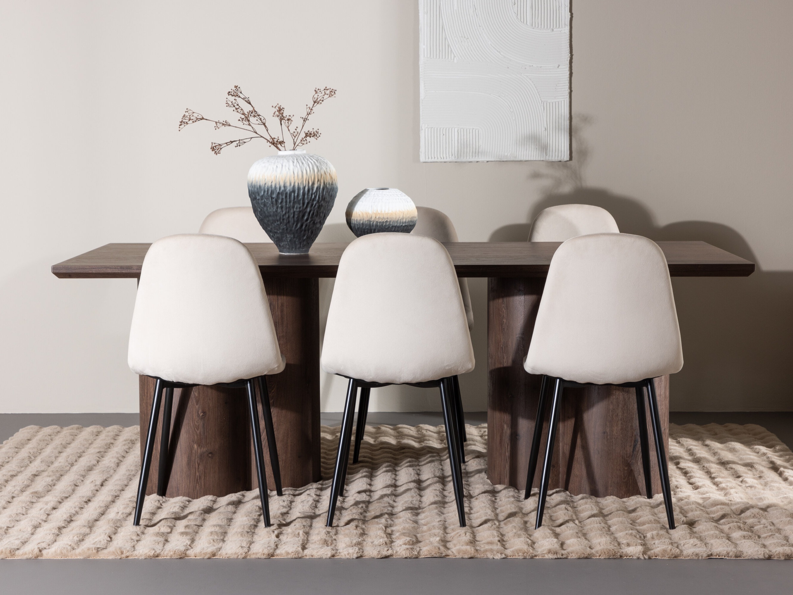 Set sala da pranzo Dallas 4959 (Beige + Nero)