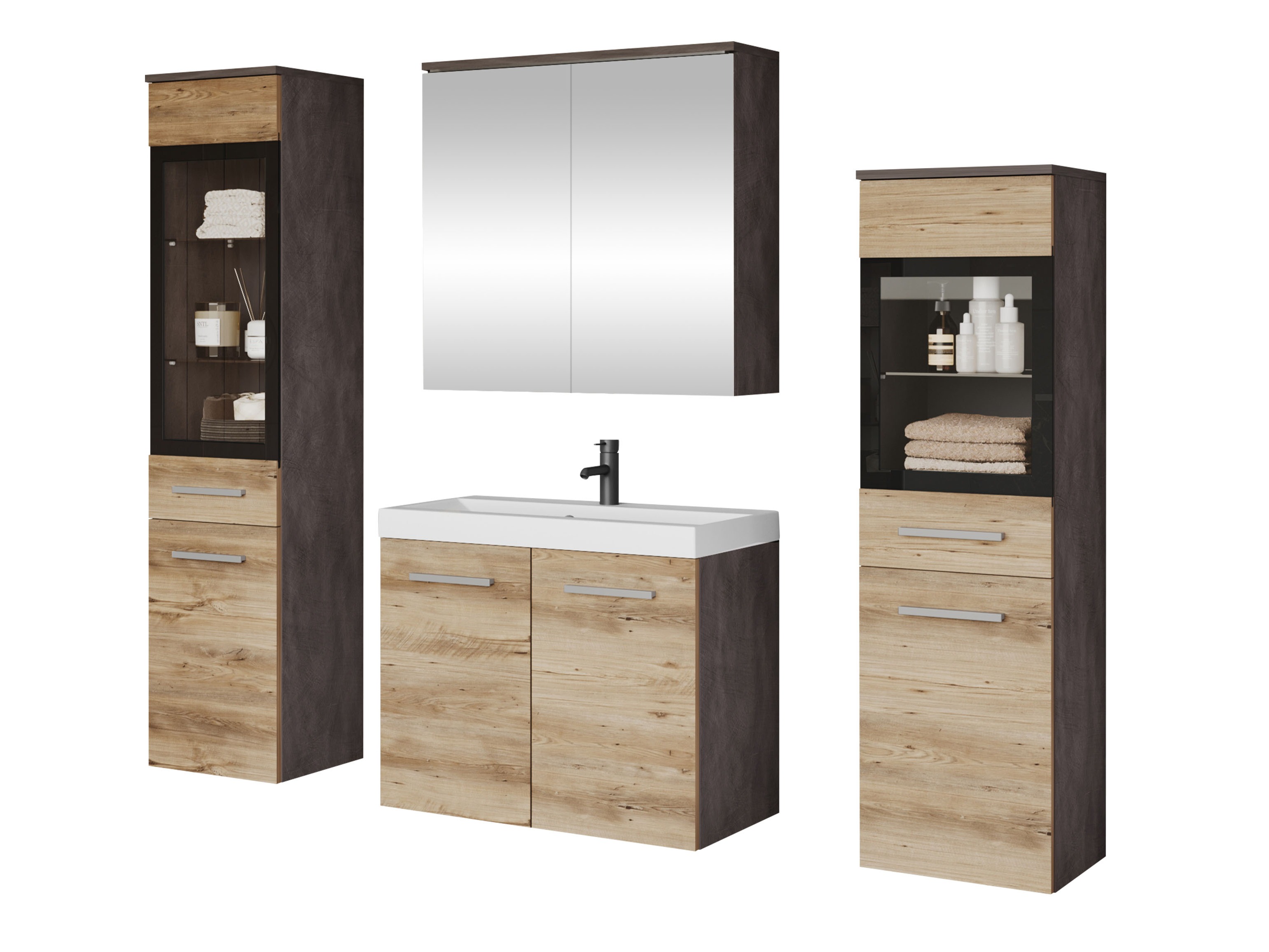 Set bagno Scientia III (Matera grigio + Castagna)