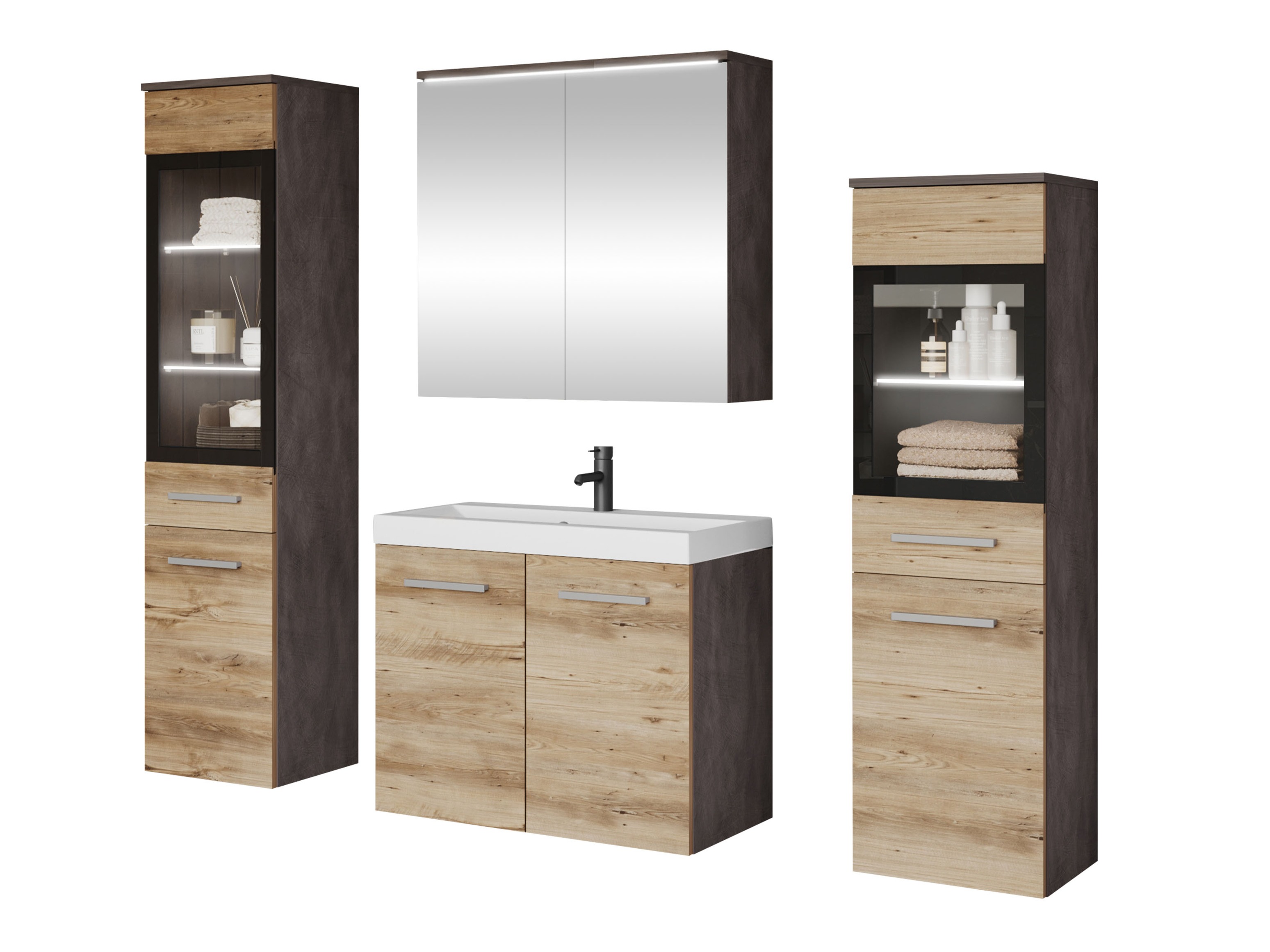 Set bagno Scientia III (Matera grigio + Castagna)