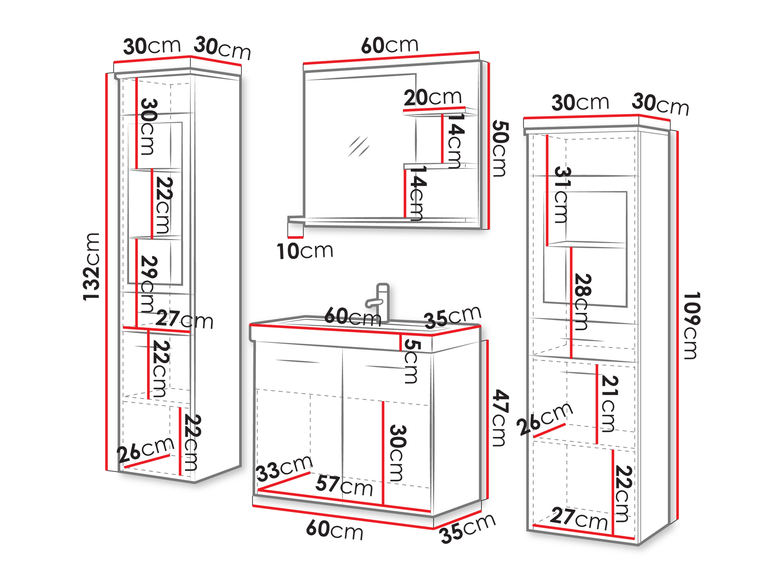 Set bagno Scientia IV (Matera grigio + Castagna)