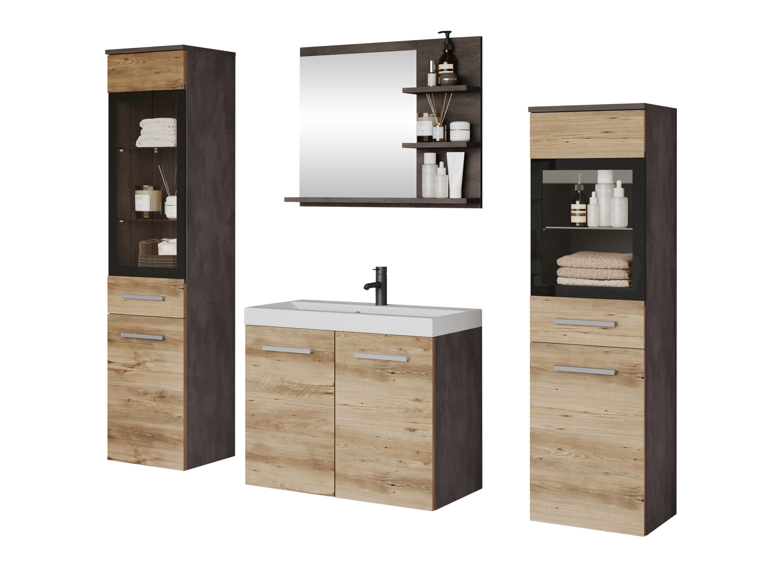 Set bagno Scientia IV (Matera grigio + Castagna)