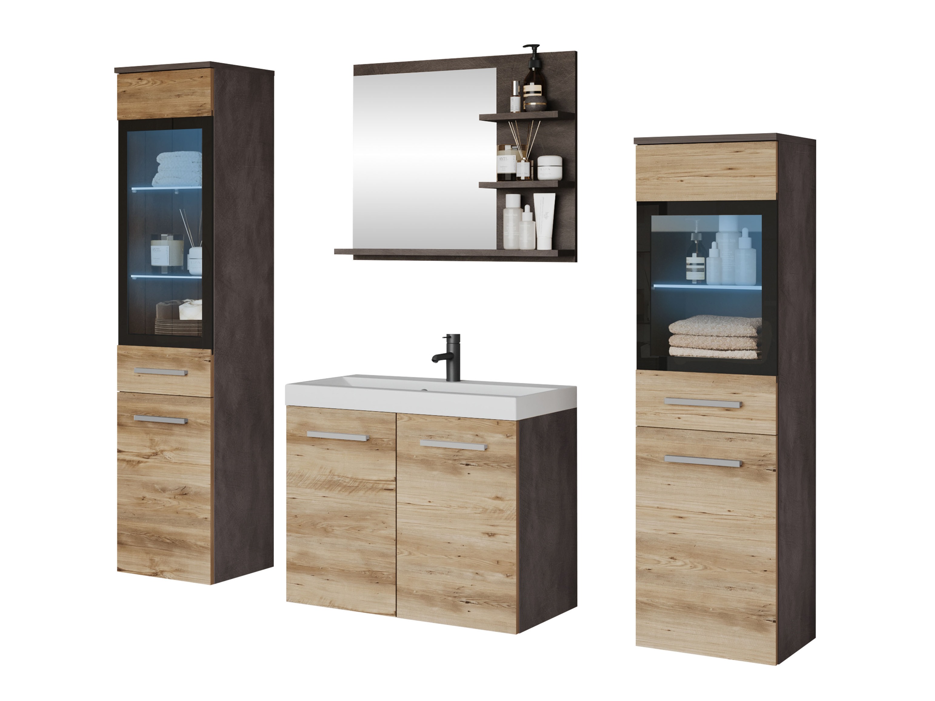 Set bagno Scientia IV (Matera grigio + Castagna)
