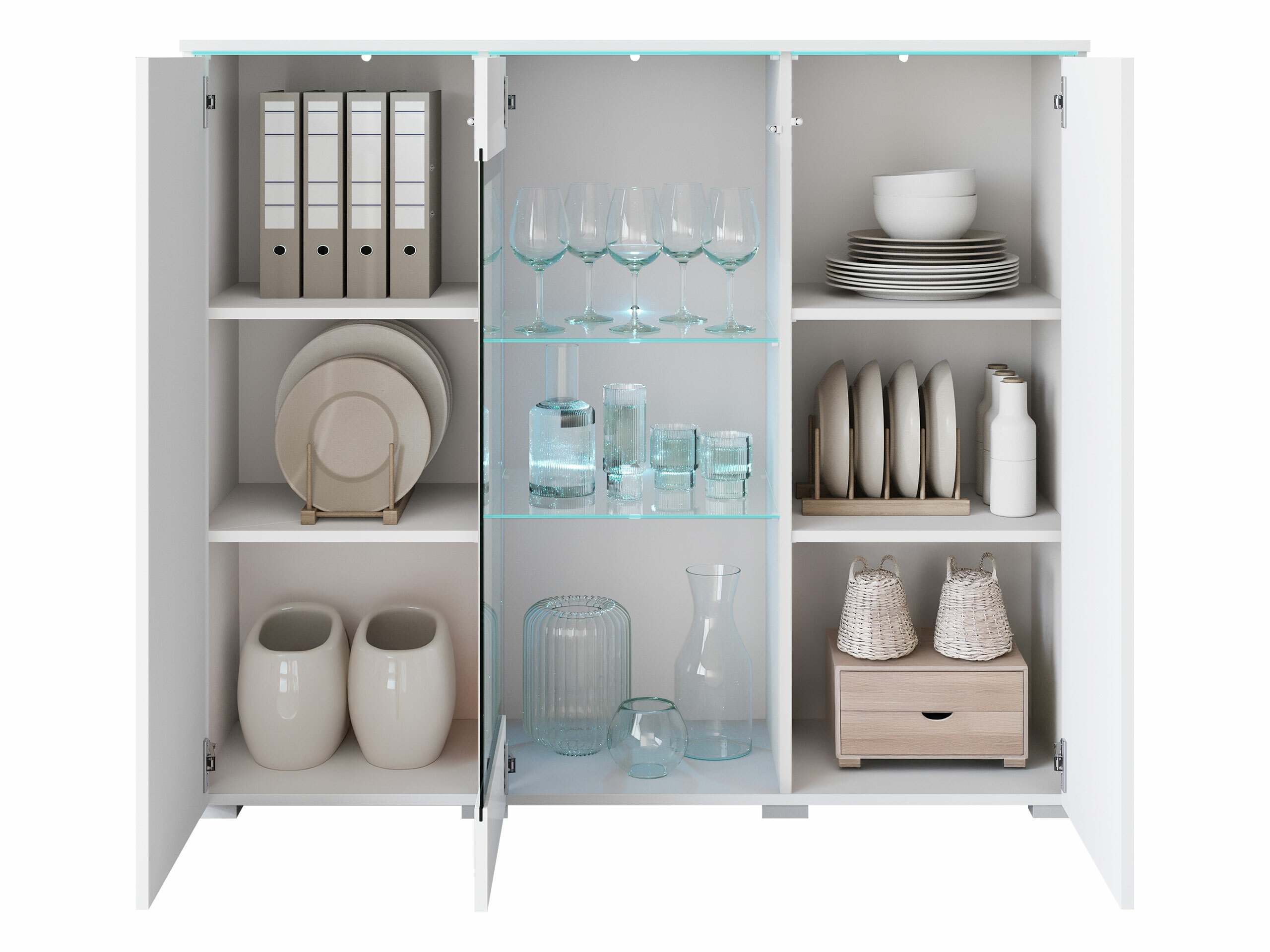 Madia Mirfivo 103 (Matera grigio + Bianco lucido)