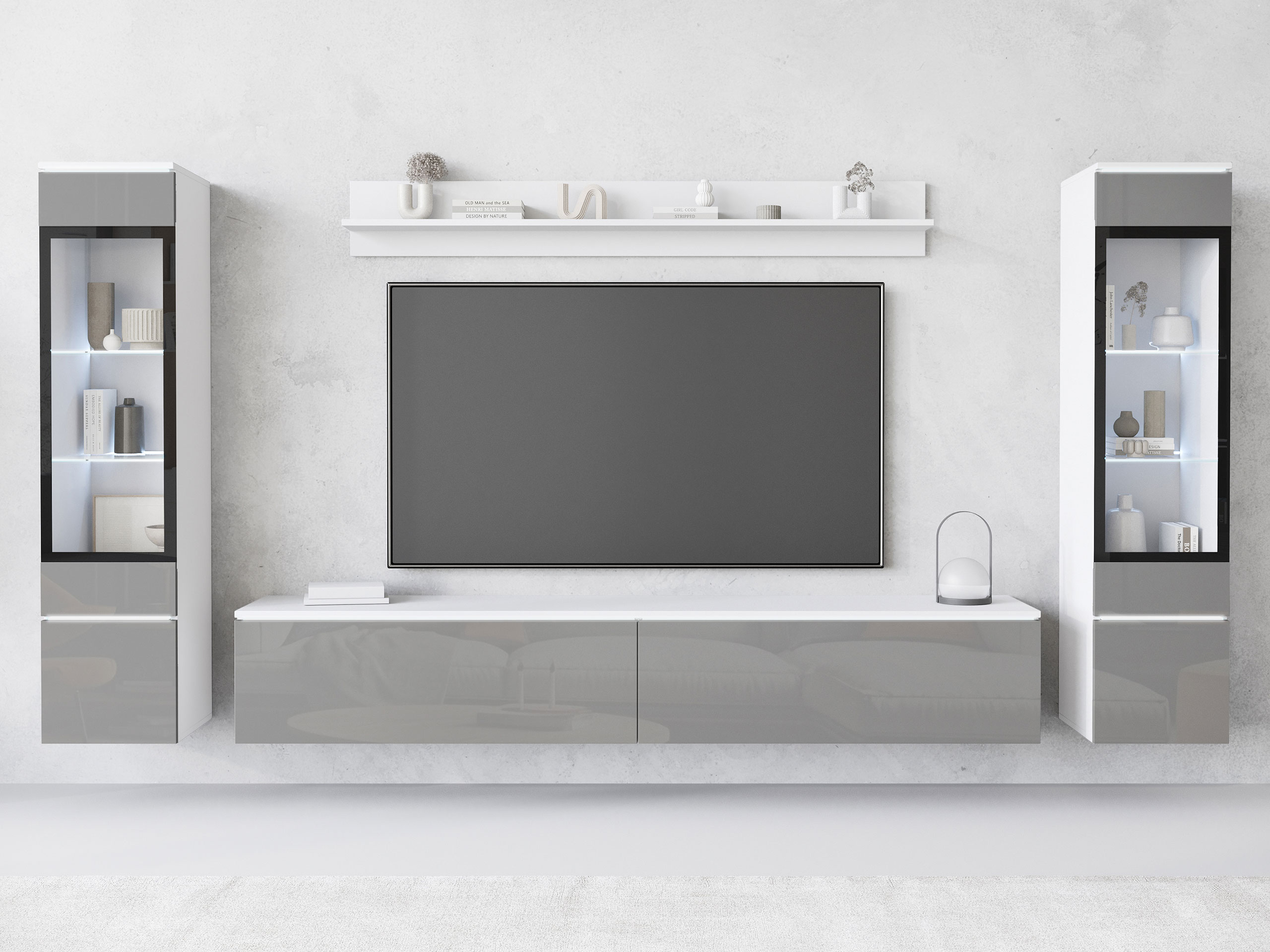 Parete attrezzata Mirfivo 101 (Grigio lucido)