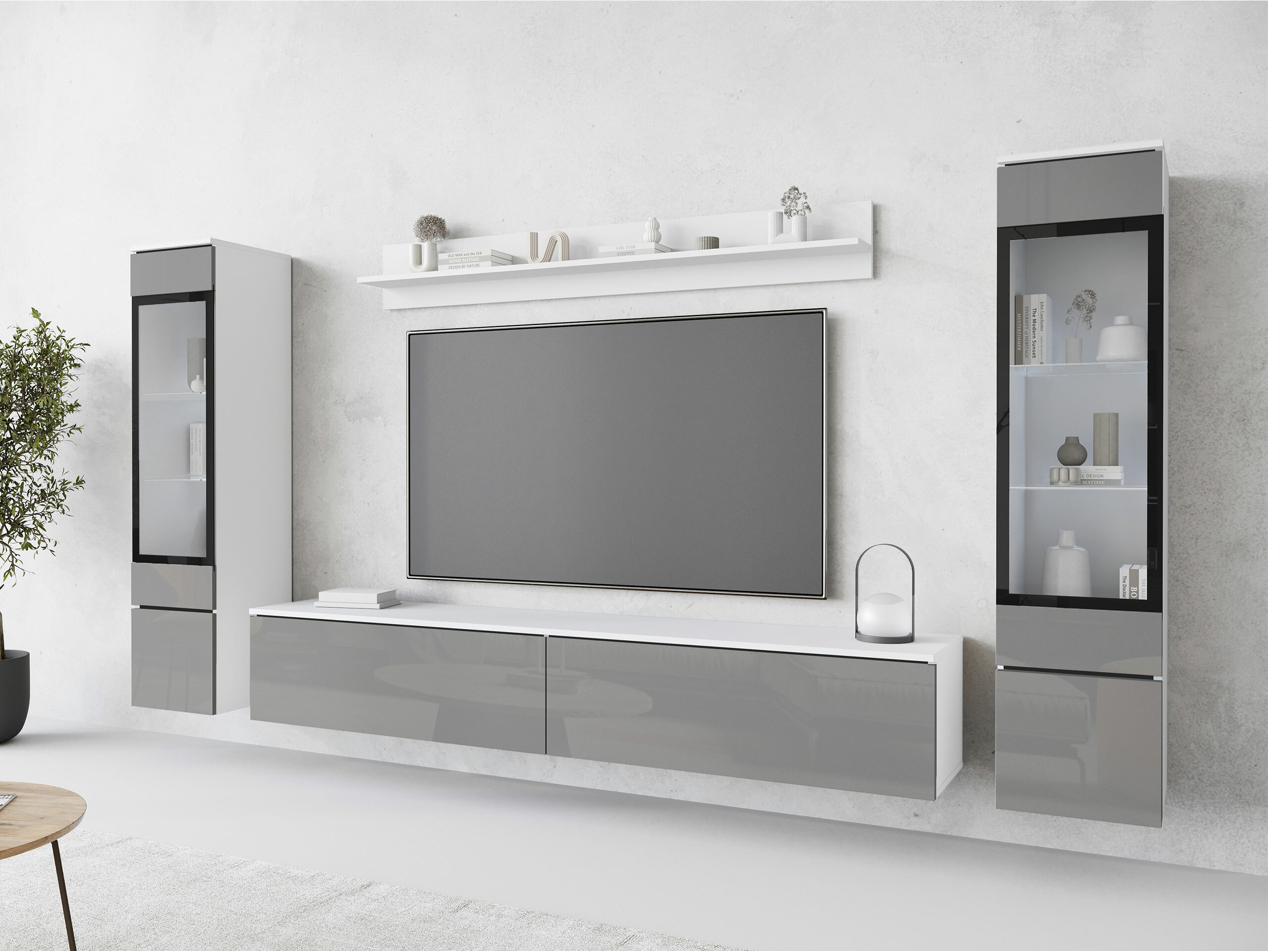 Parete attrezzata Mirfivo 101 (Grigio lucido)
