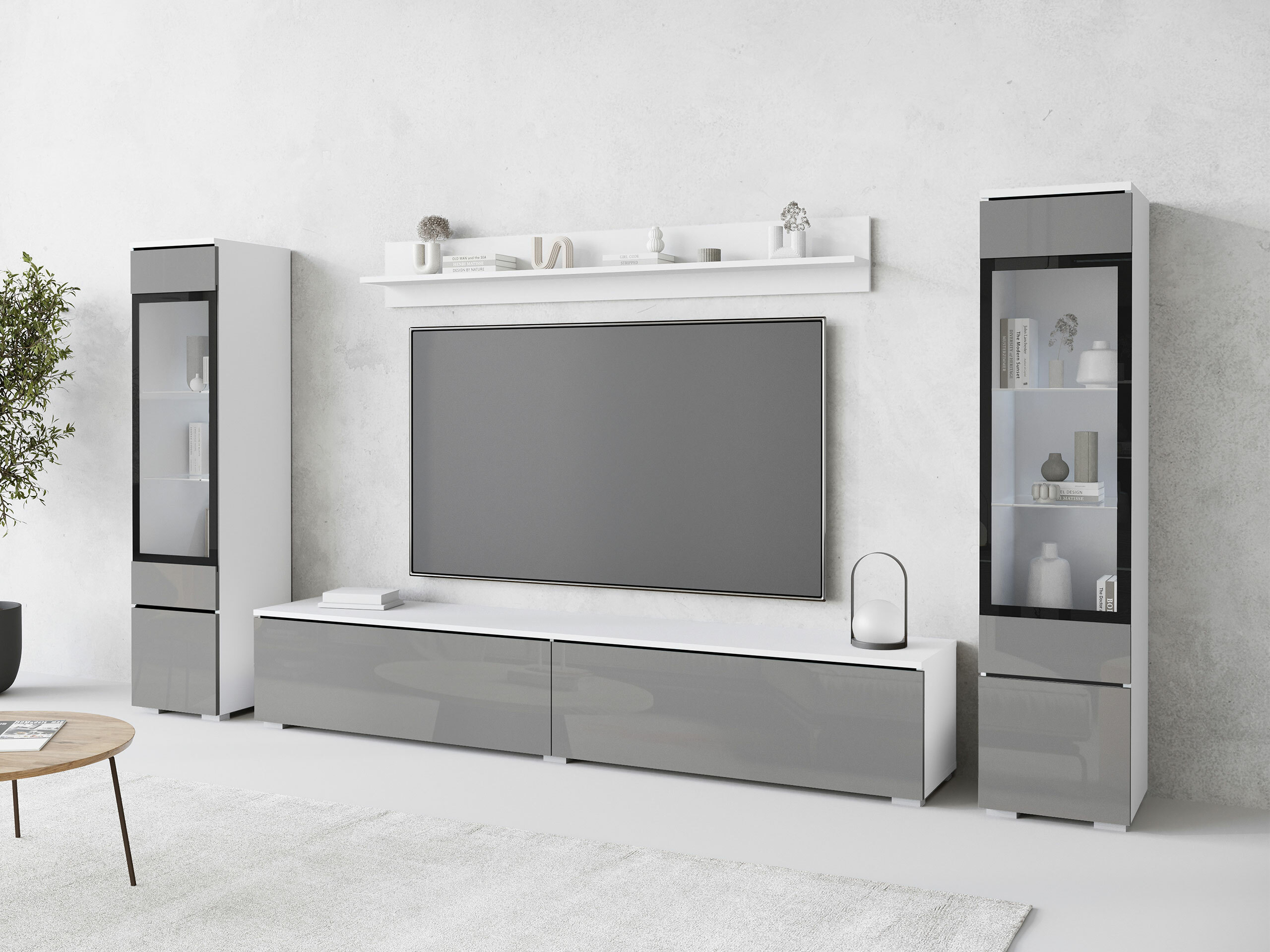 Parete attrezzata Mirfivo 101 (Grigio lucido)
