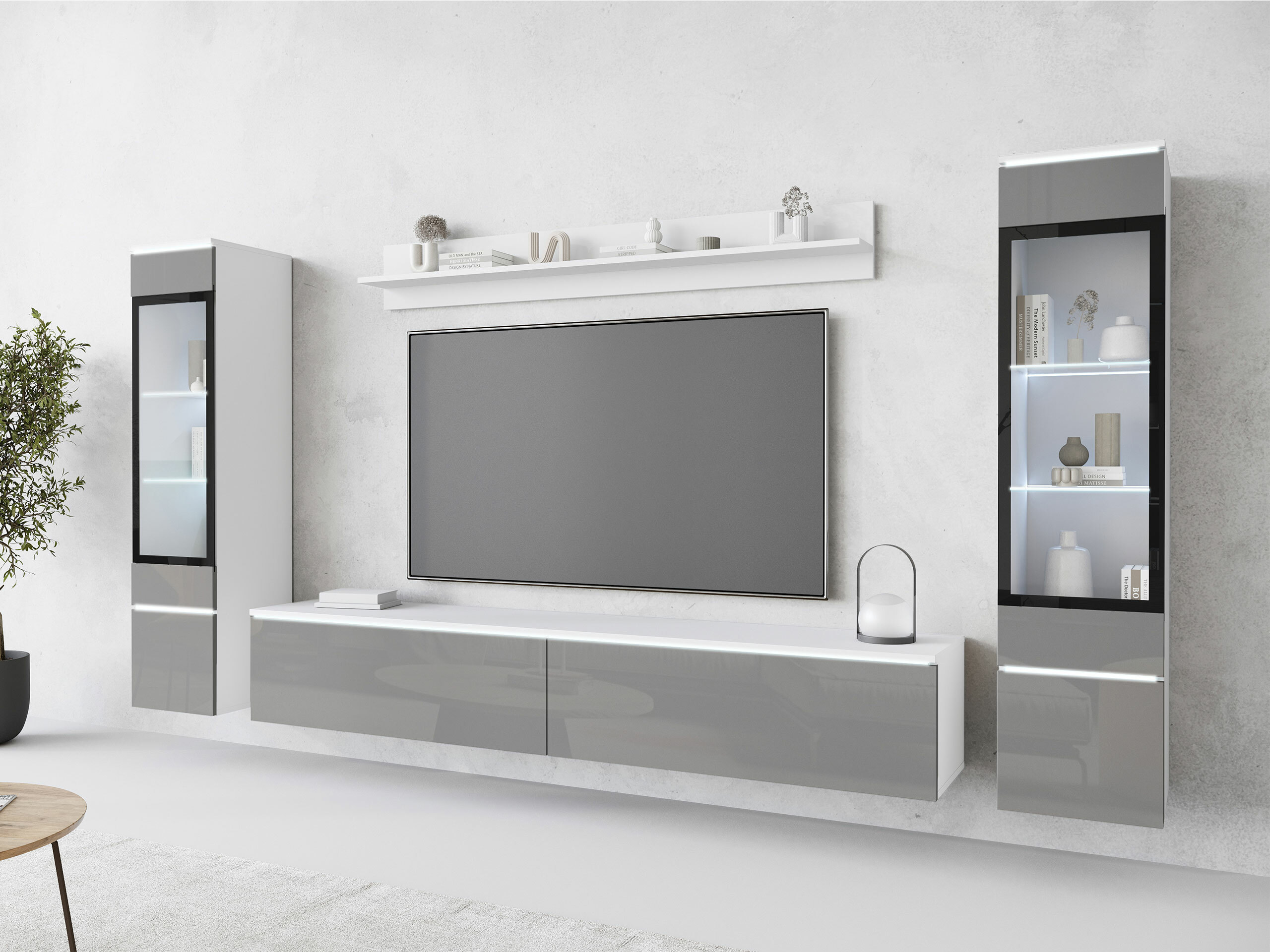 Parete attrezzata Mirfivo 101 (Grigio lucido)
