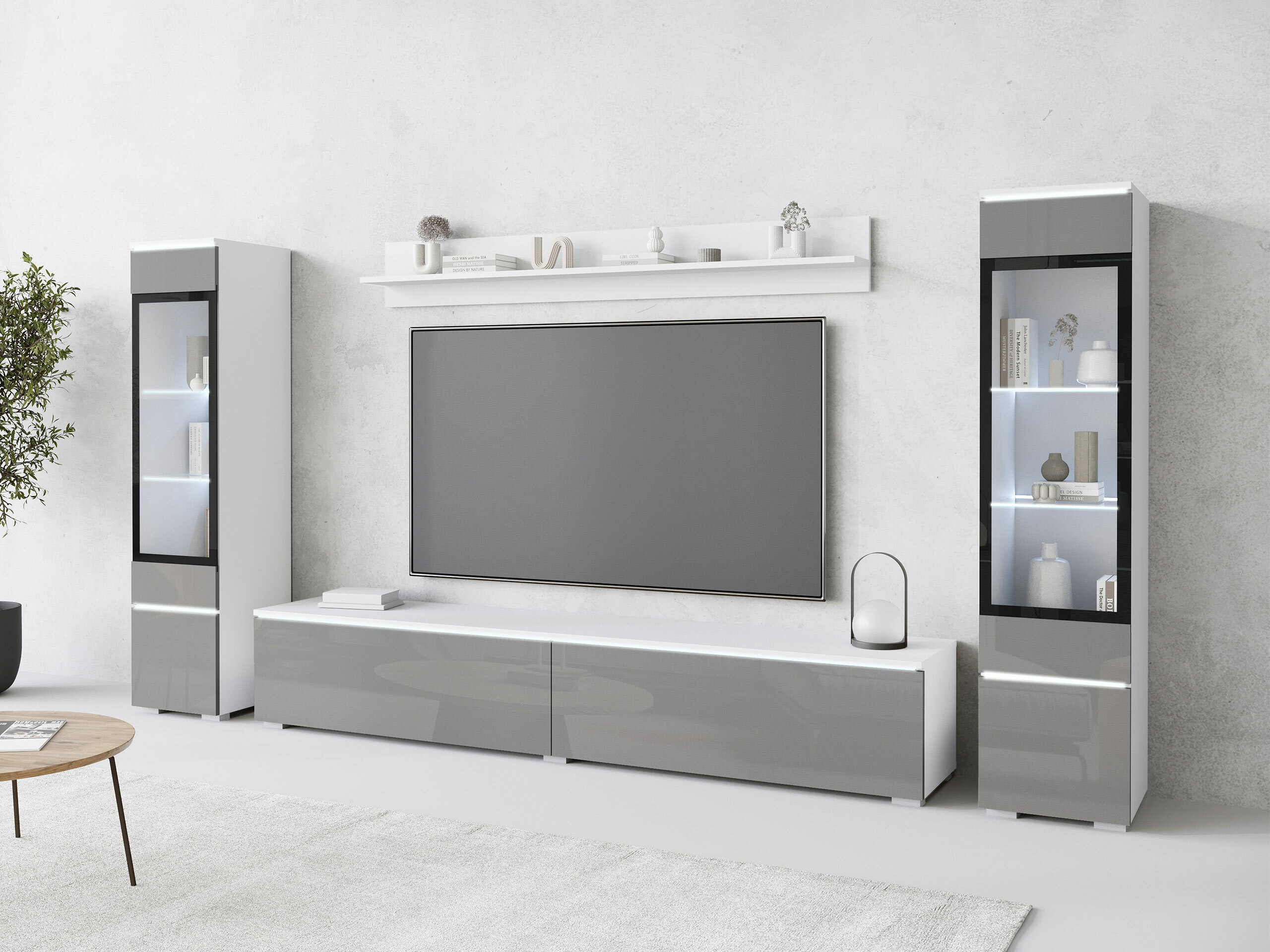 Parete attrezzata Mirfivo 101 (Grigio lucido)