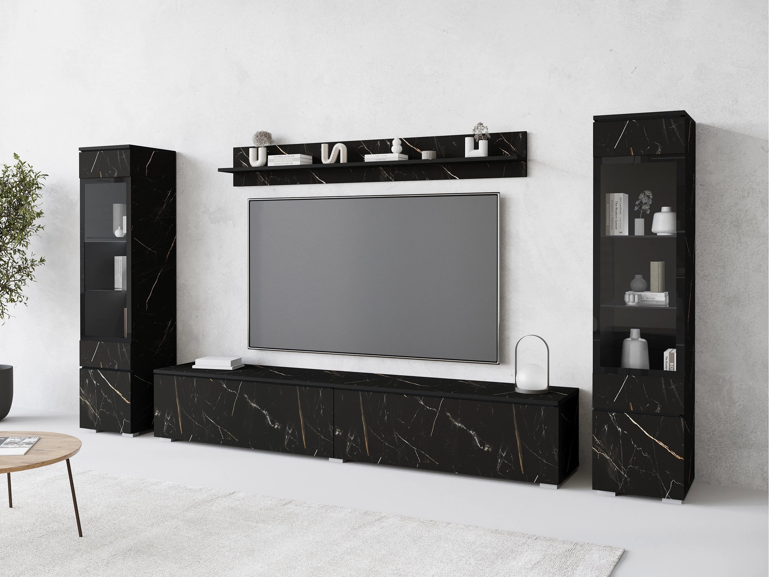 Parete attrezzata Mirfivo 101 (Marmo nero)