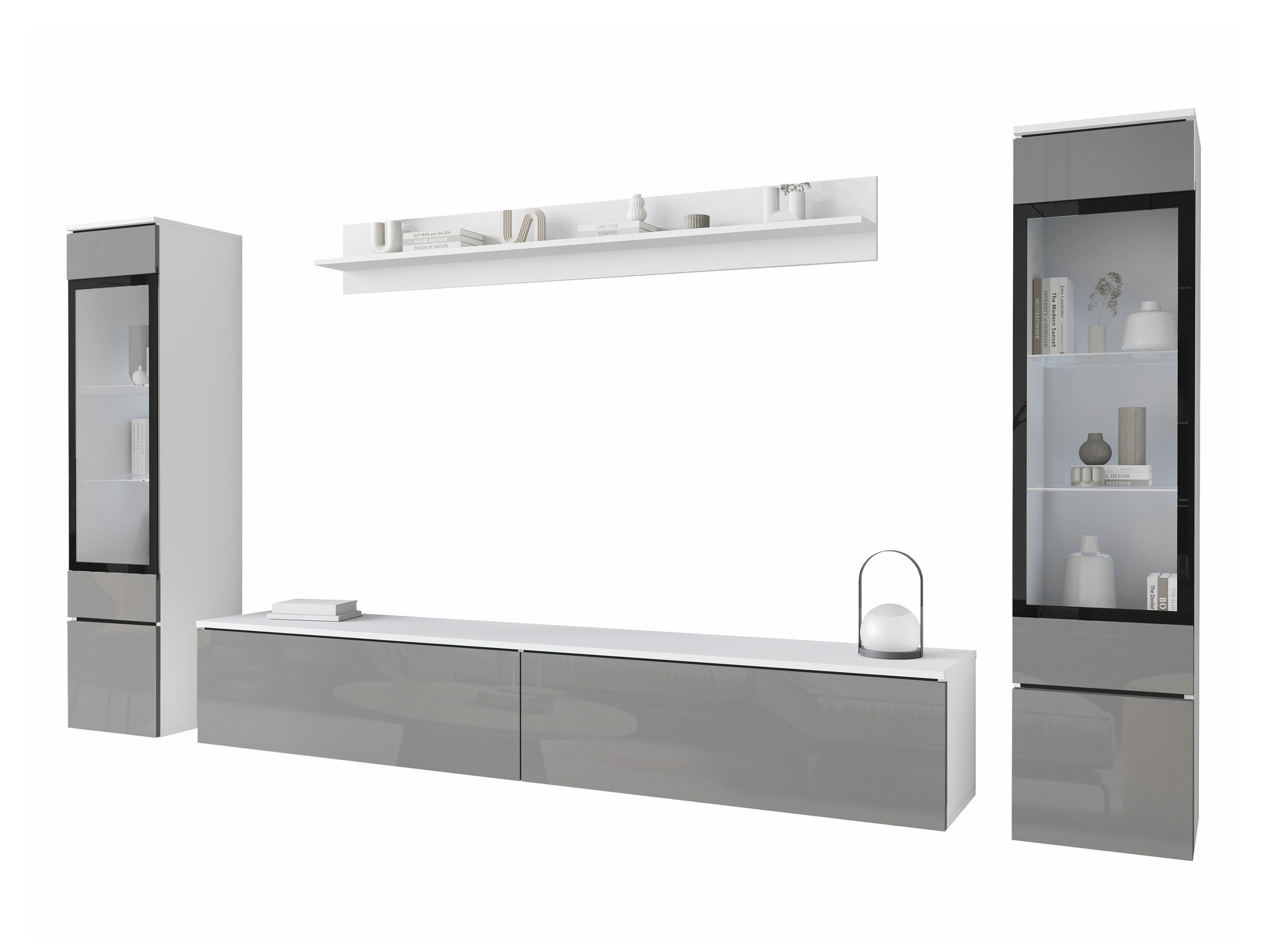 Parete attrezzata Sarasota 126 (Grigio lucido)