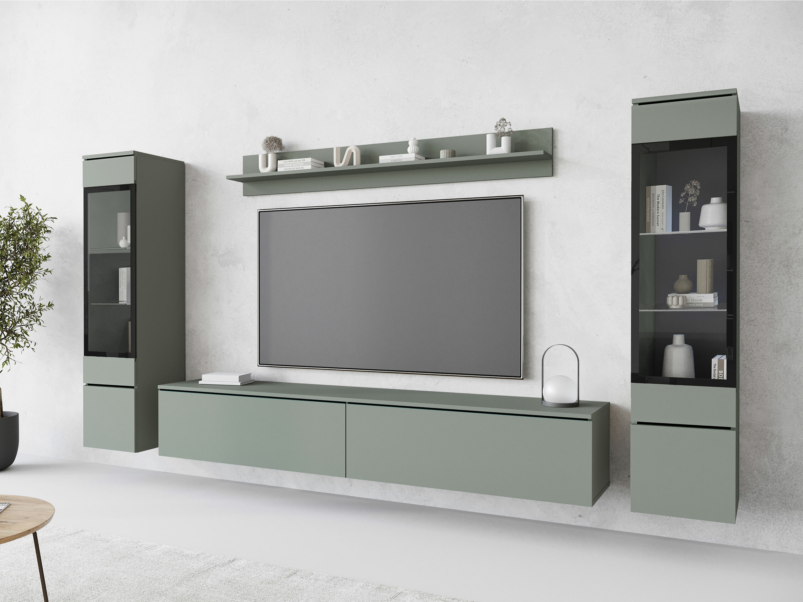 Parete attrezzata Sarasota 126 (Verde polveroso)