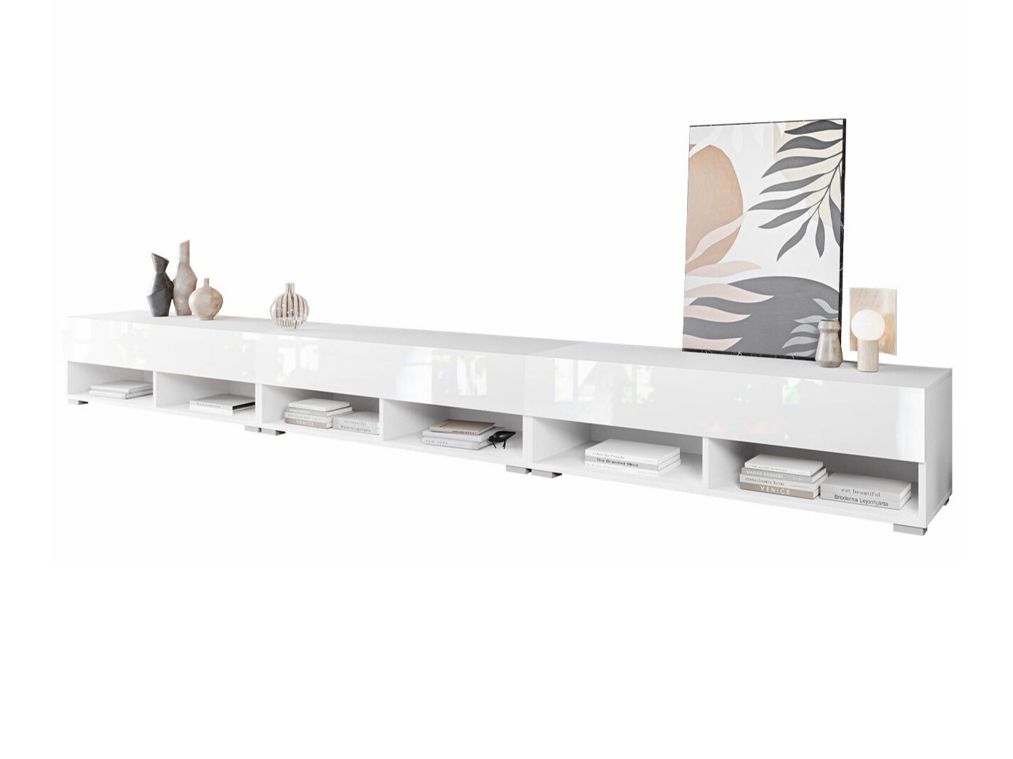 Mobile porta TV Sarasota 144 (Bianco + Bianco lucido)