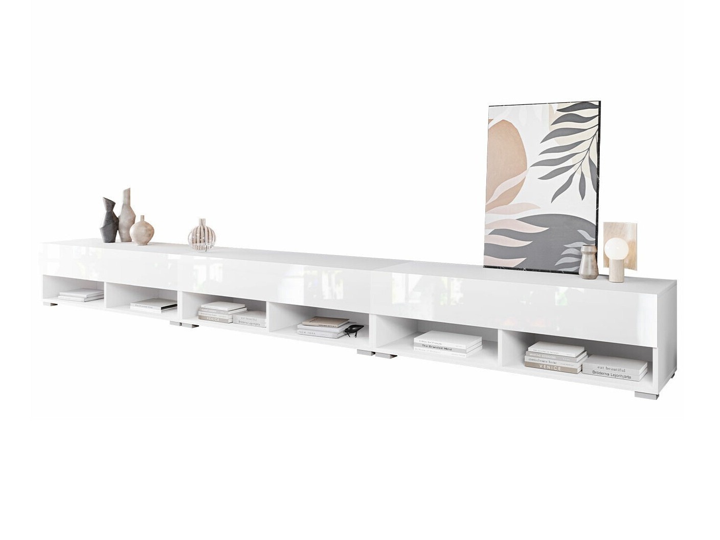 Mobile porta TV Sarasota 144 (Bianco + Bianco lucido)