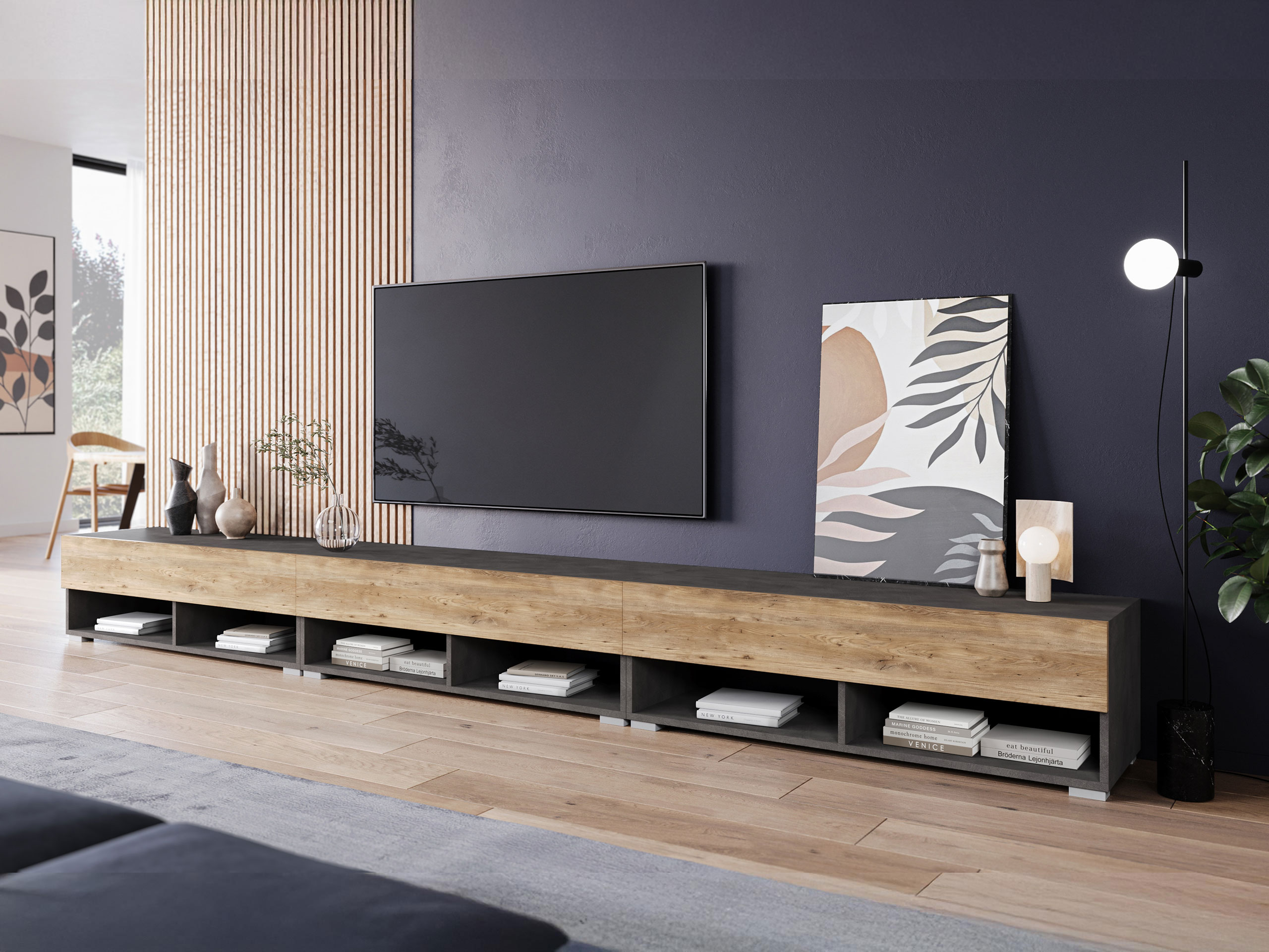 Mobile porta TV Sarasota 144 (Matera grigio + Castagna)