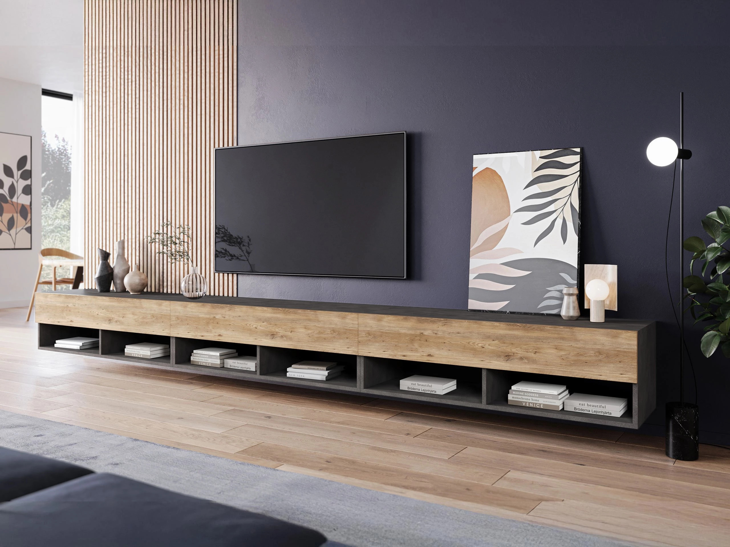Mobile porta TV Sarasota 144 (Matera grigio + Castagna)