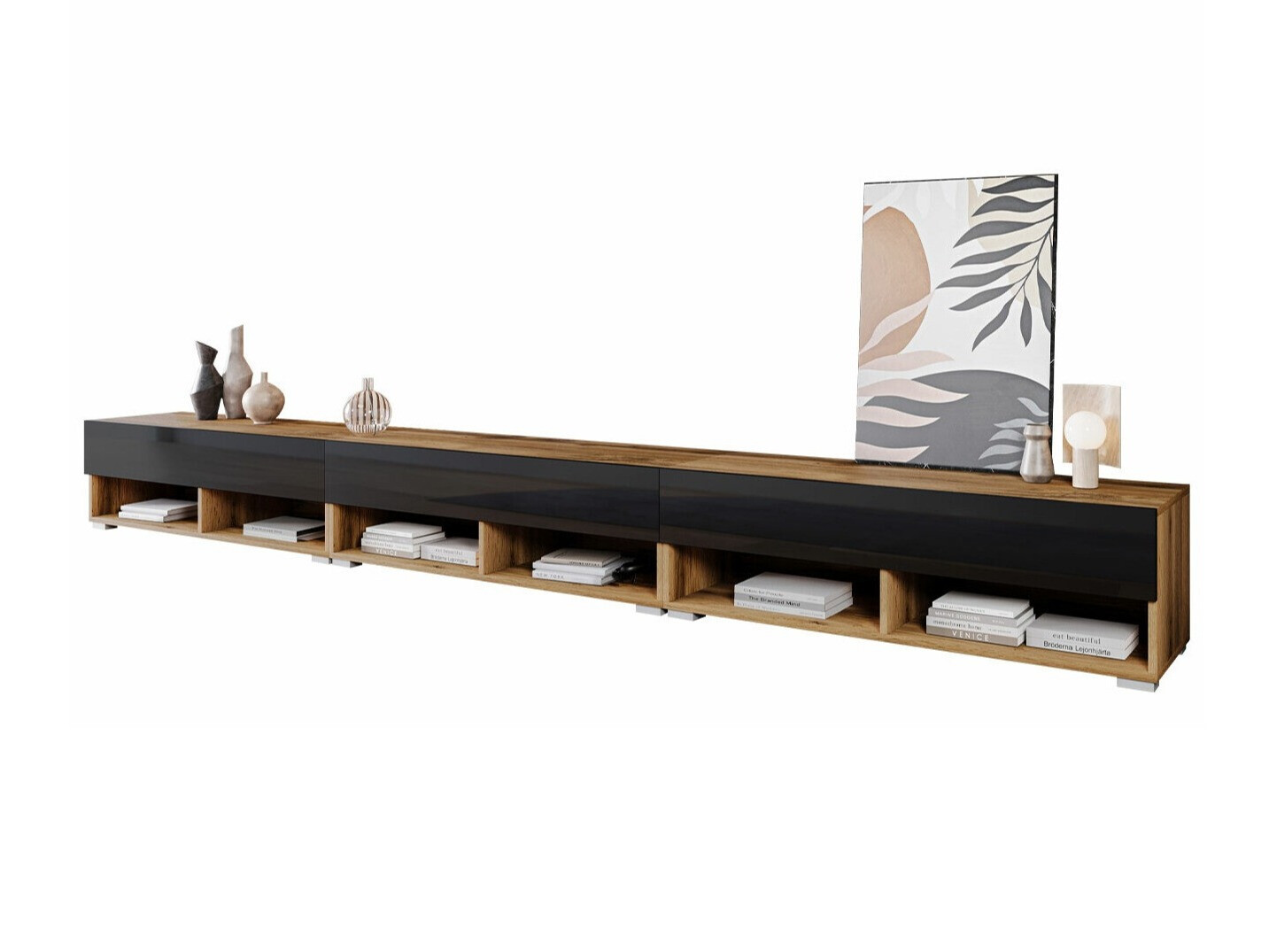 Mobile porta TV Sarasota 144 (Quercia di Wotan + Nero lucido)