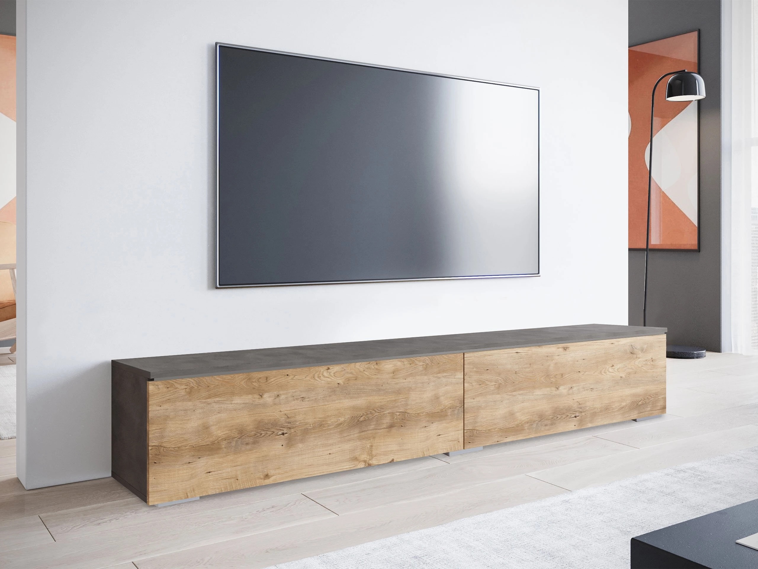 Mobile porta TV Scientia I (Matera grigio + Castagna)