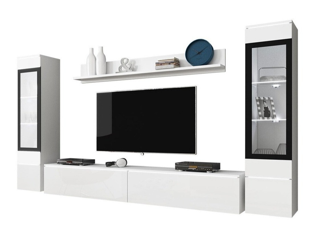 Parete attrezzata Mirfivo 101 (Bianco + Bianco lucido)