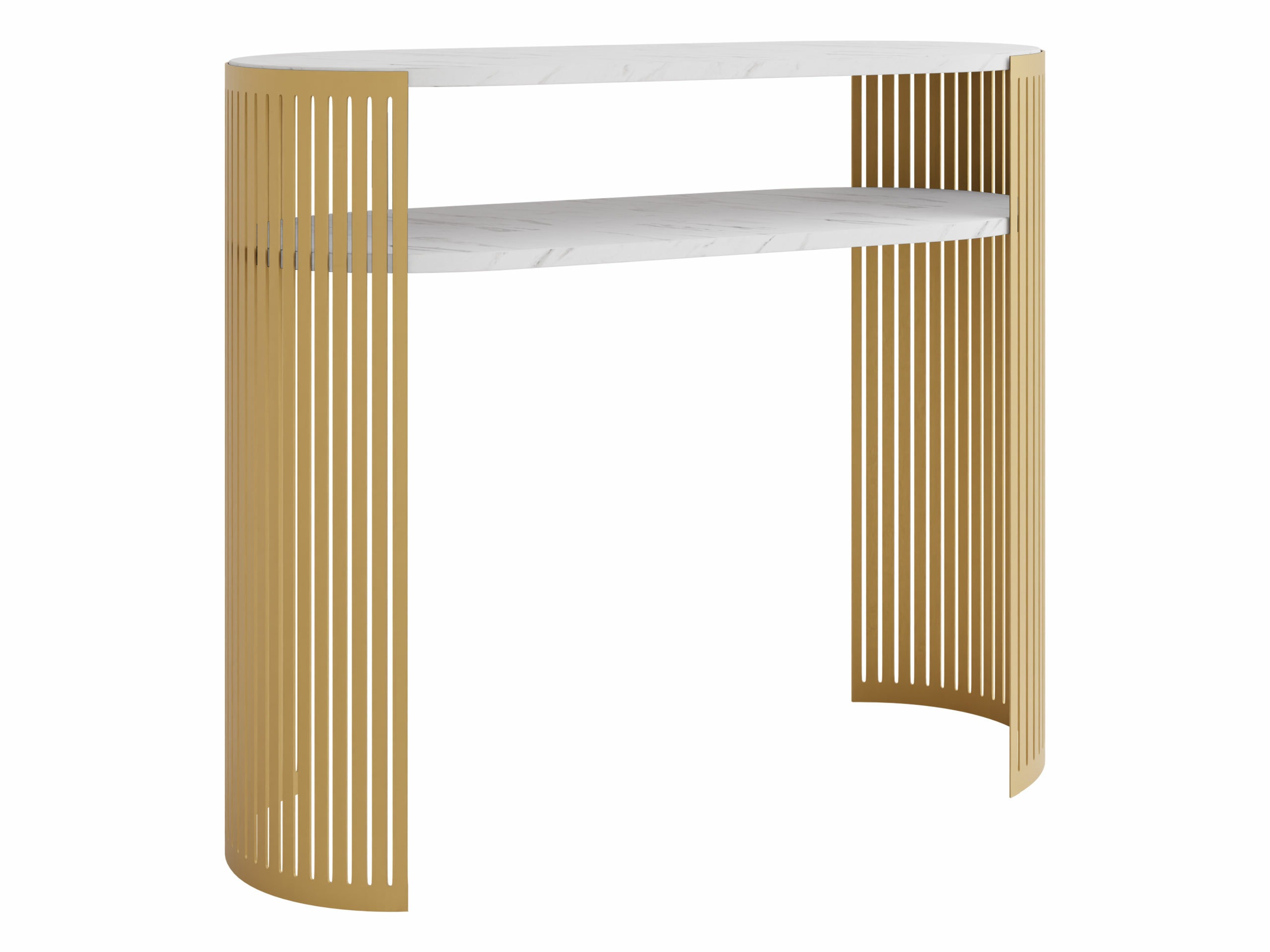 Consolle Civer II (D'oro + Marmo bianco)