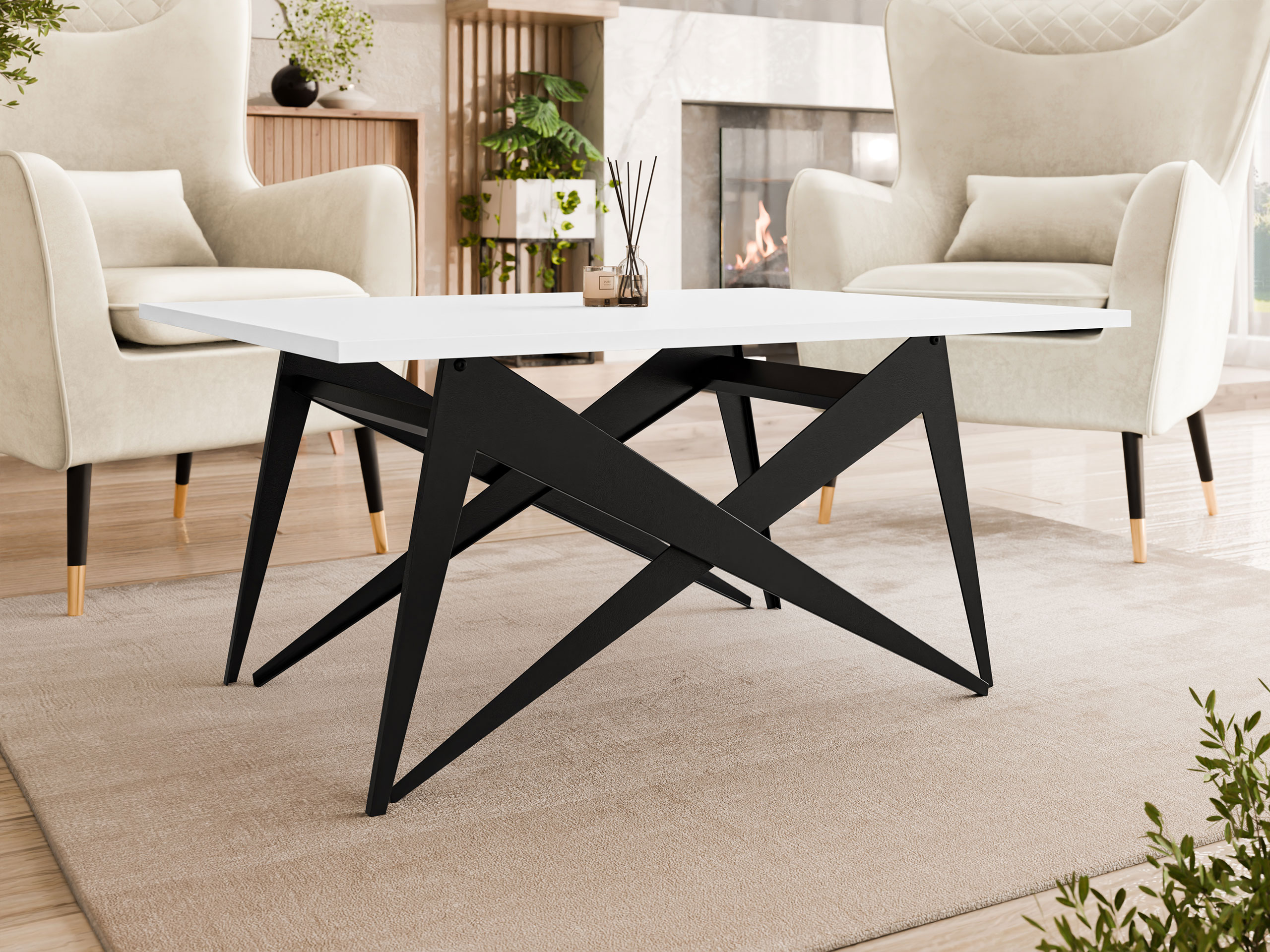 Tavolino trasformabile Oswego 150 (Bianco + Nero)