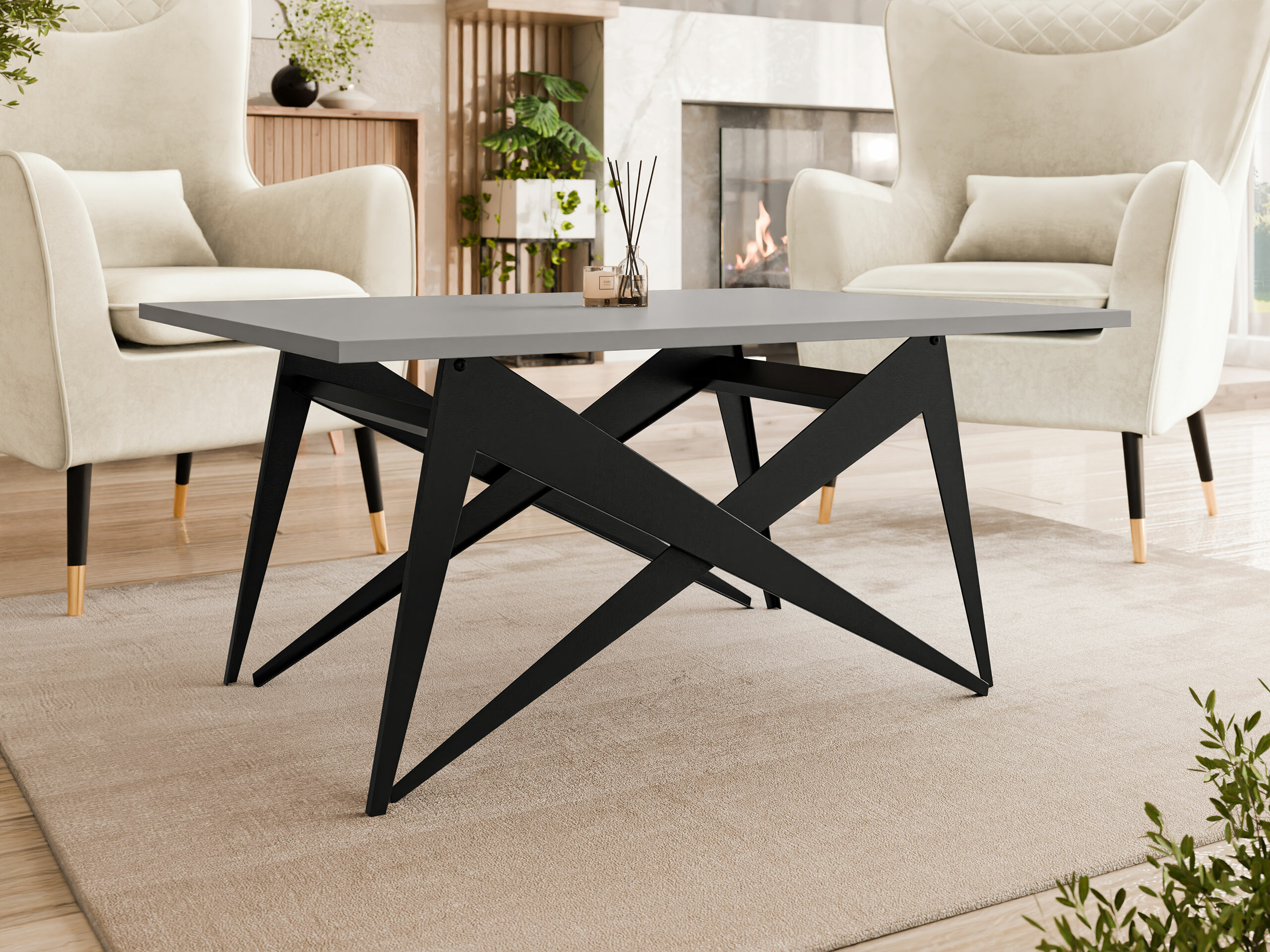 Tavolino trasformabile Oswego 150 (Grafite + Nero)