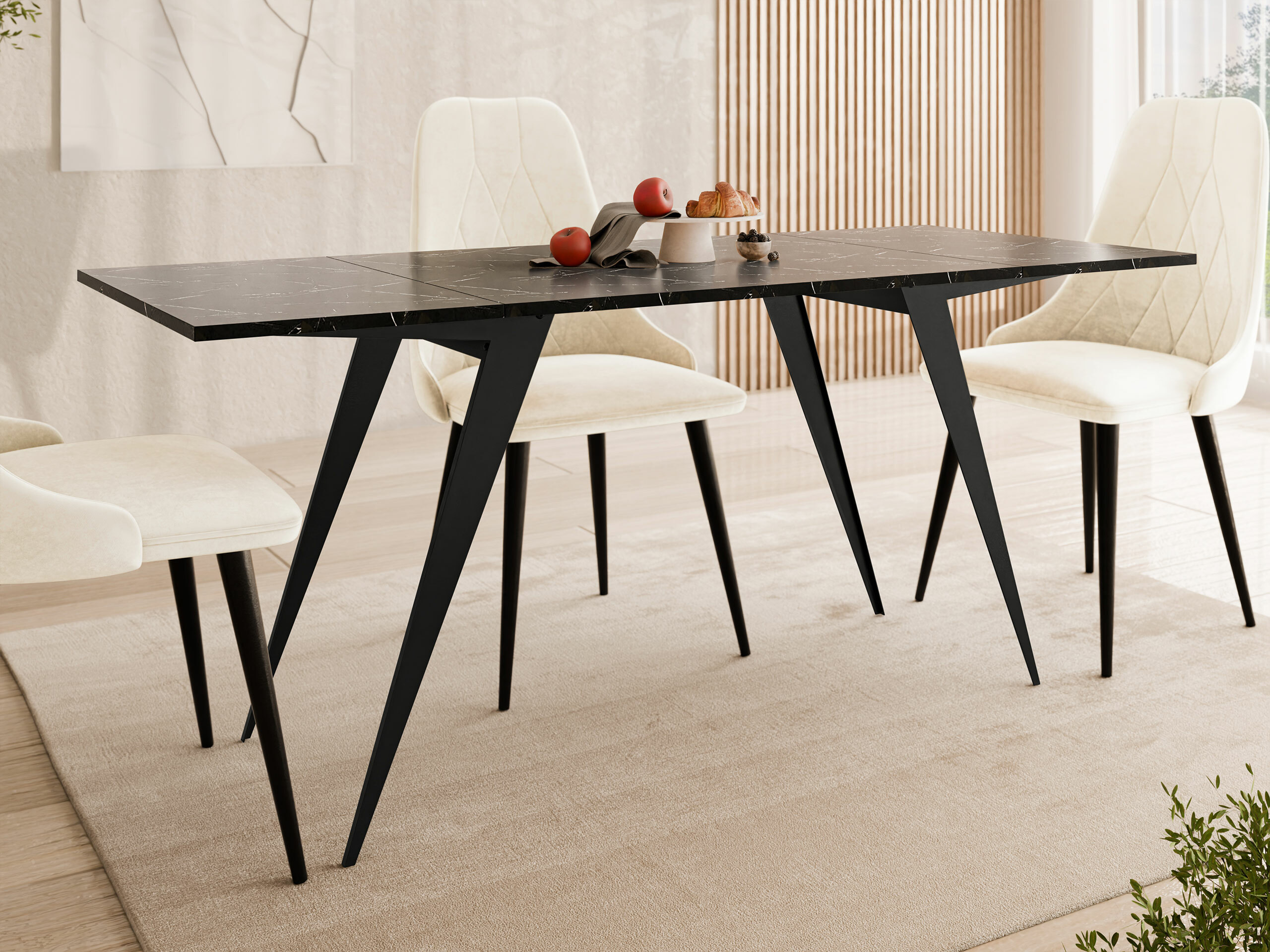 Tavolino trasformabile Oswego 150 (Marmo nero + Nero)