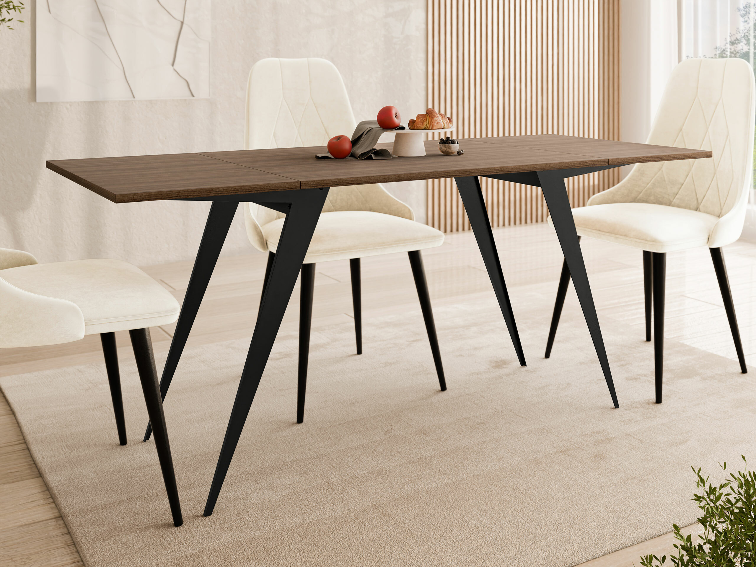 Tavolino trasformabile Oswego 150 (Noce + Nero)